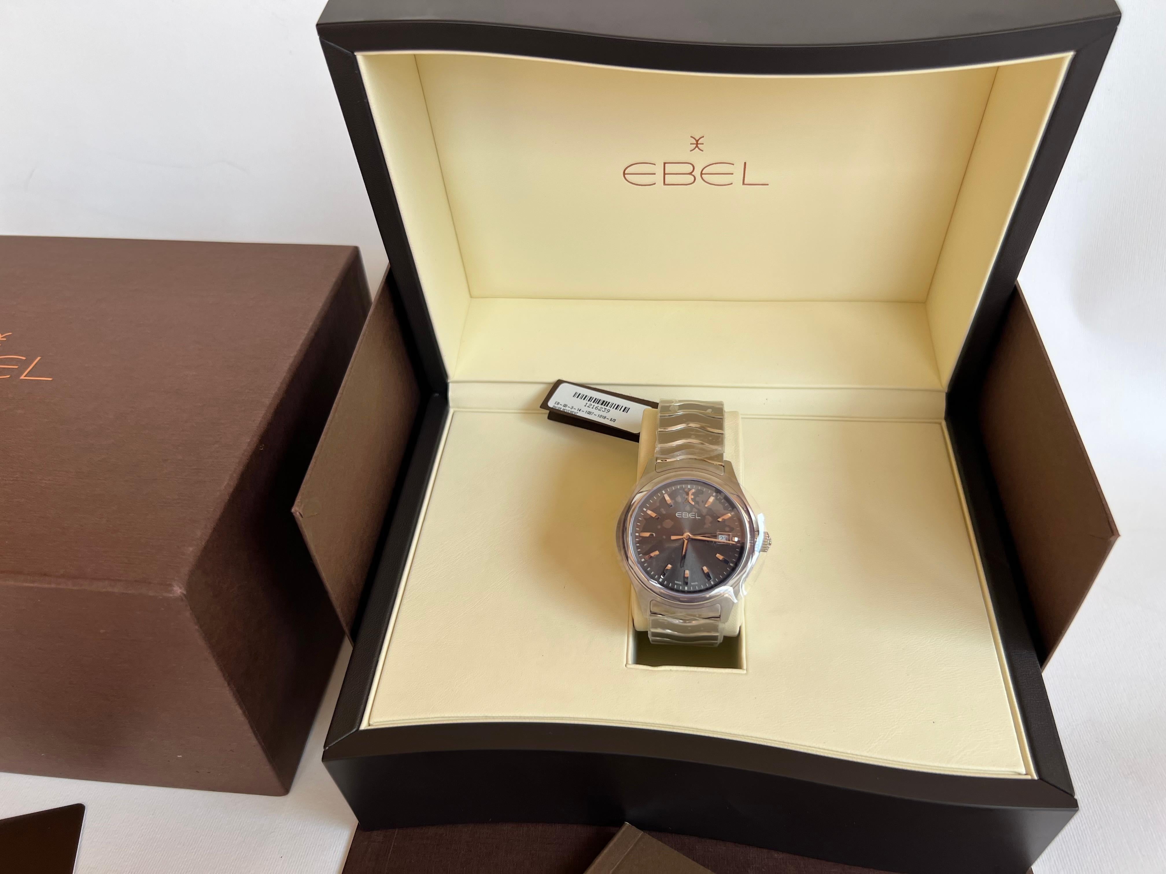 Montre Hommes Ebel Wave 03.3.14.1037 Rare Black Dial Full Set 42mm en vente 1