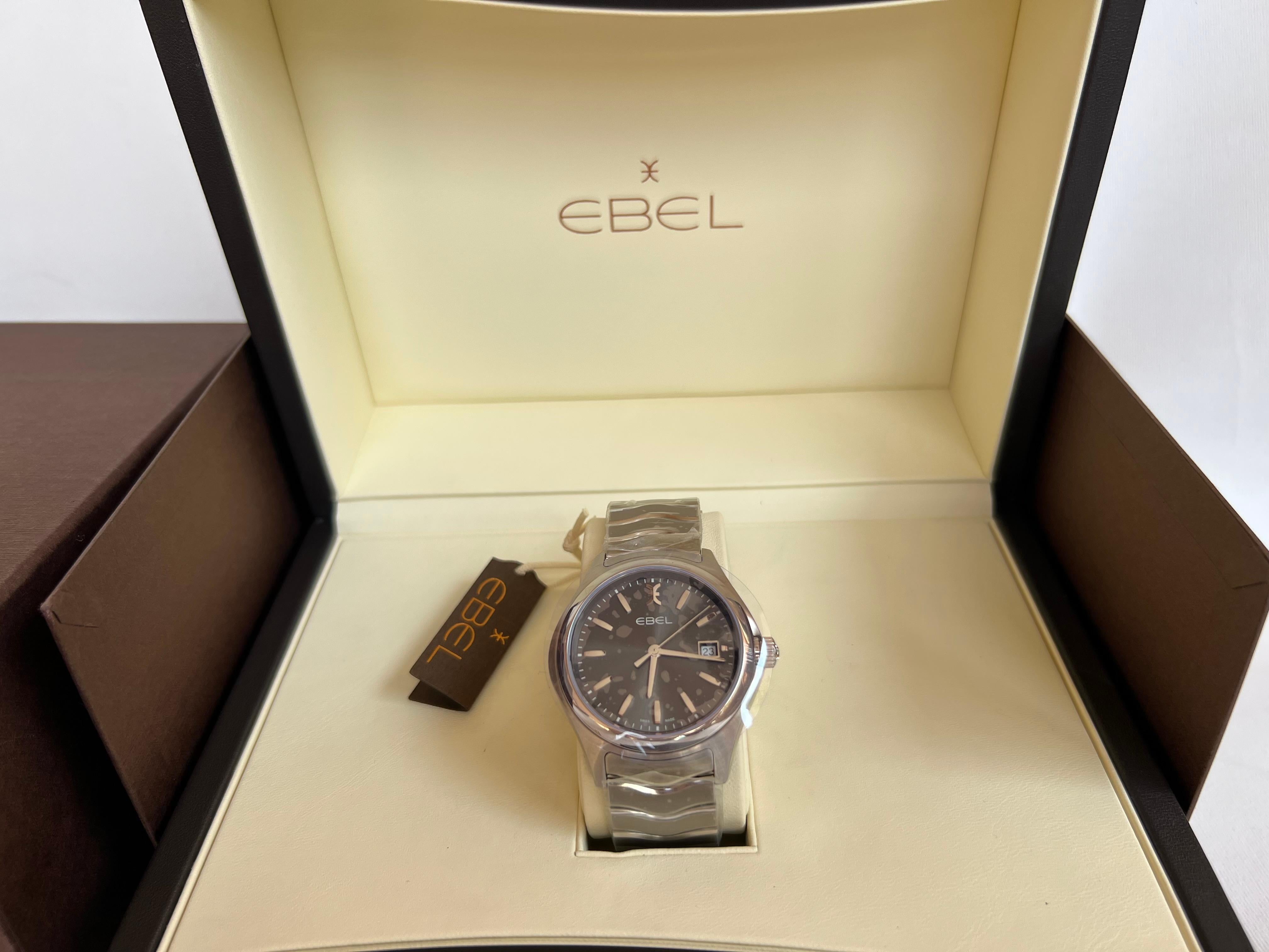 Ebel Wave 03.3.14.1037 Rare Black Dial Men`s Watch Full Set 42mm For Sale 1