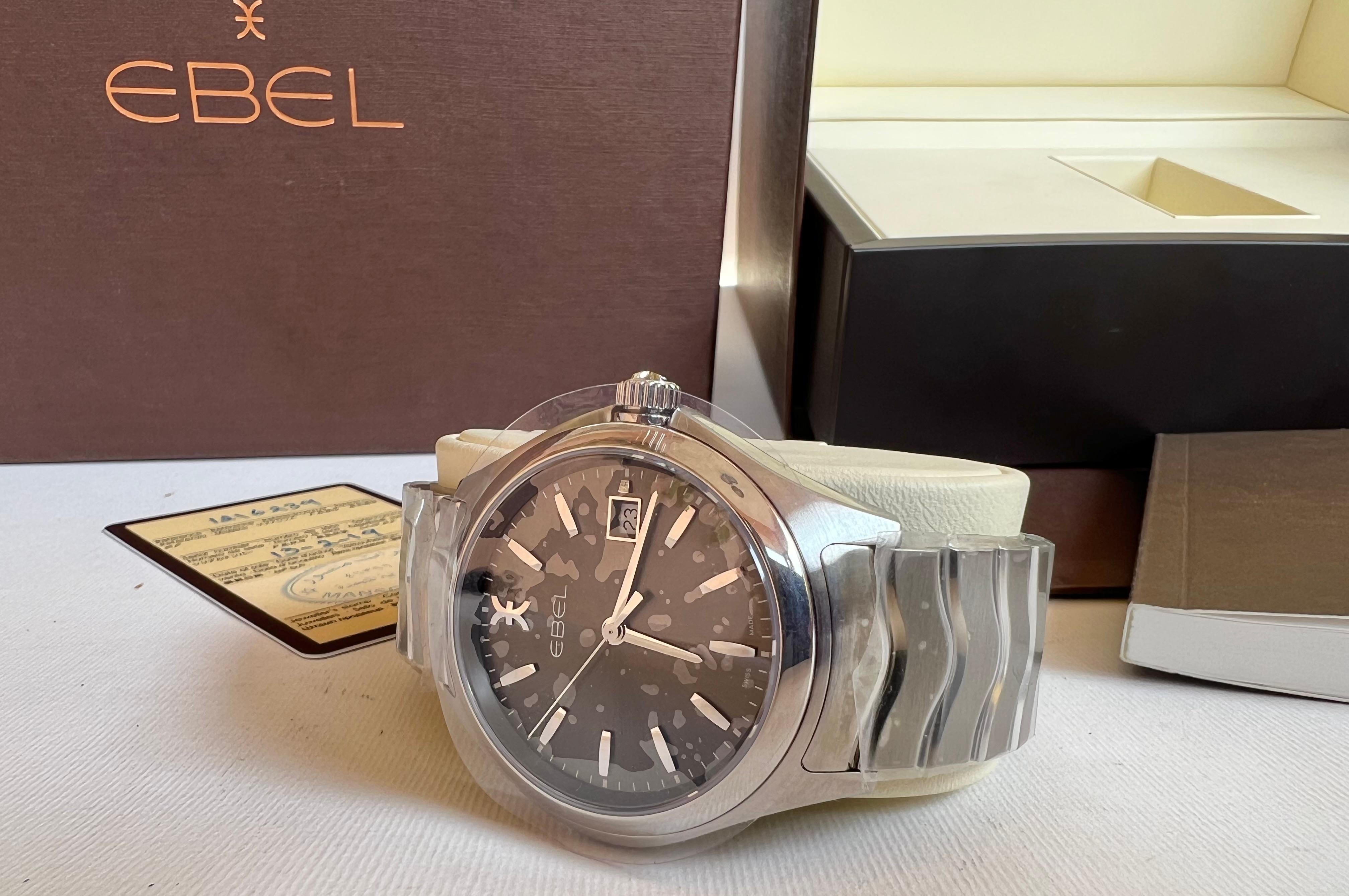 Ebel Wave 03.3.14.1037 Rare Black Dial Men`s Watch Full Set 42mm For Sale 2