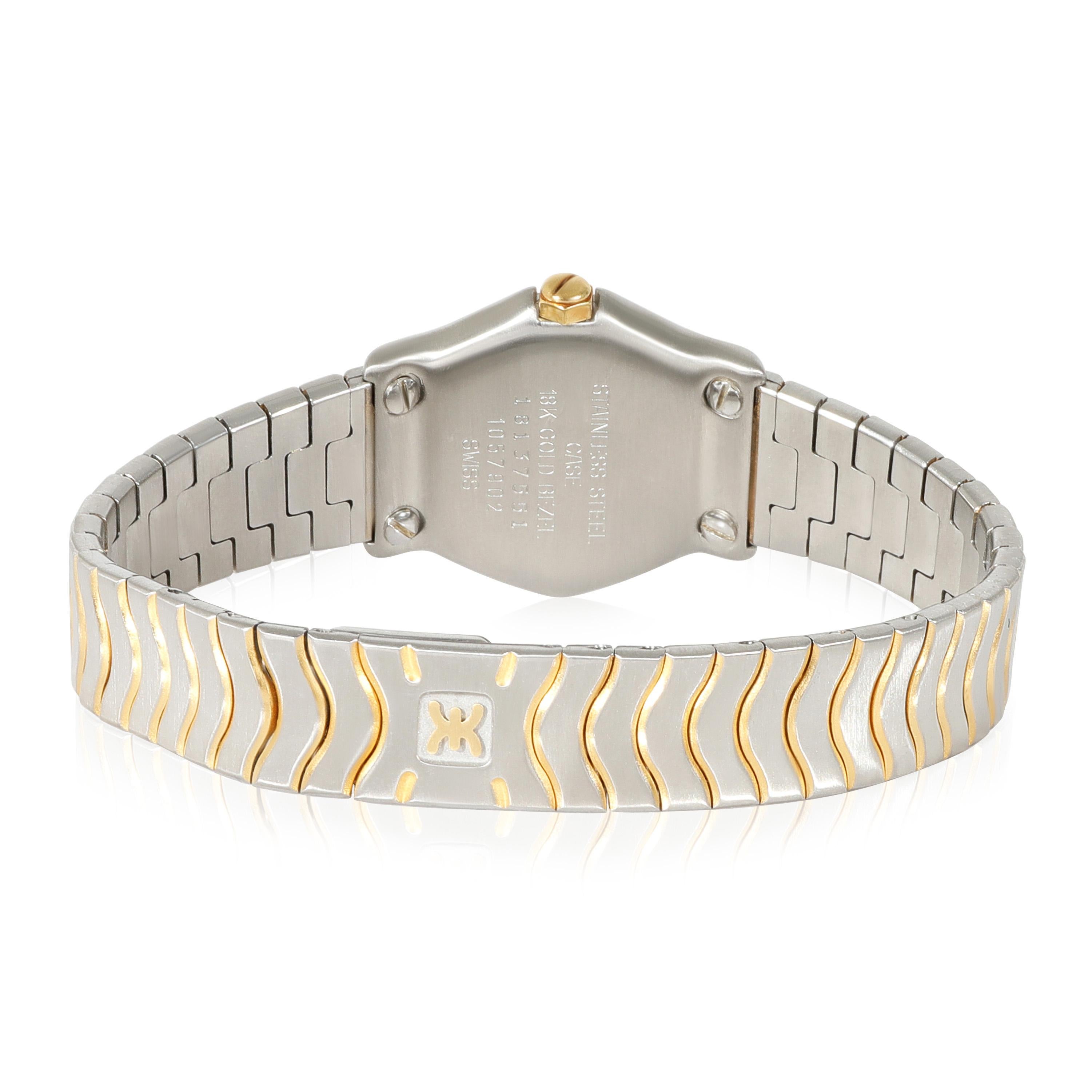 Ebel Wave 1057902 Women's Watch in 18kt Stainless Steel/Yellow Gold

SKU: 124016

PRIMARY DETAILS
Brand: Ebel
Model: Wave
Country of Origin: Switzerland
Movement Type: Quartz: Battery
Year of Manufacture: 2000-2009
Condition: In excellent condition