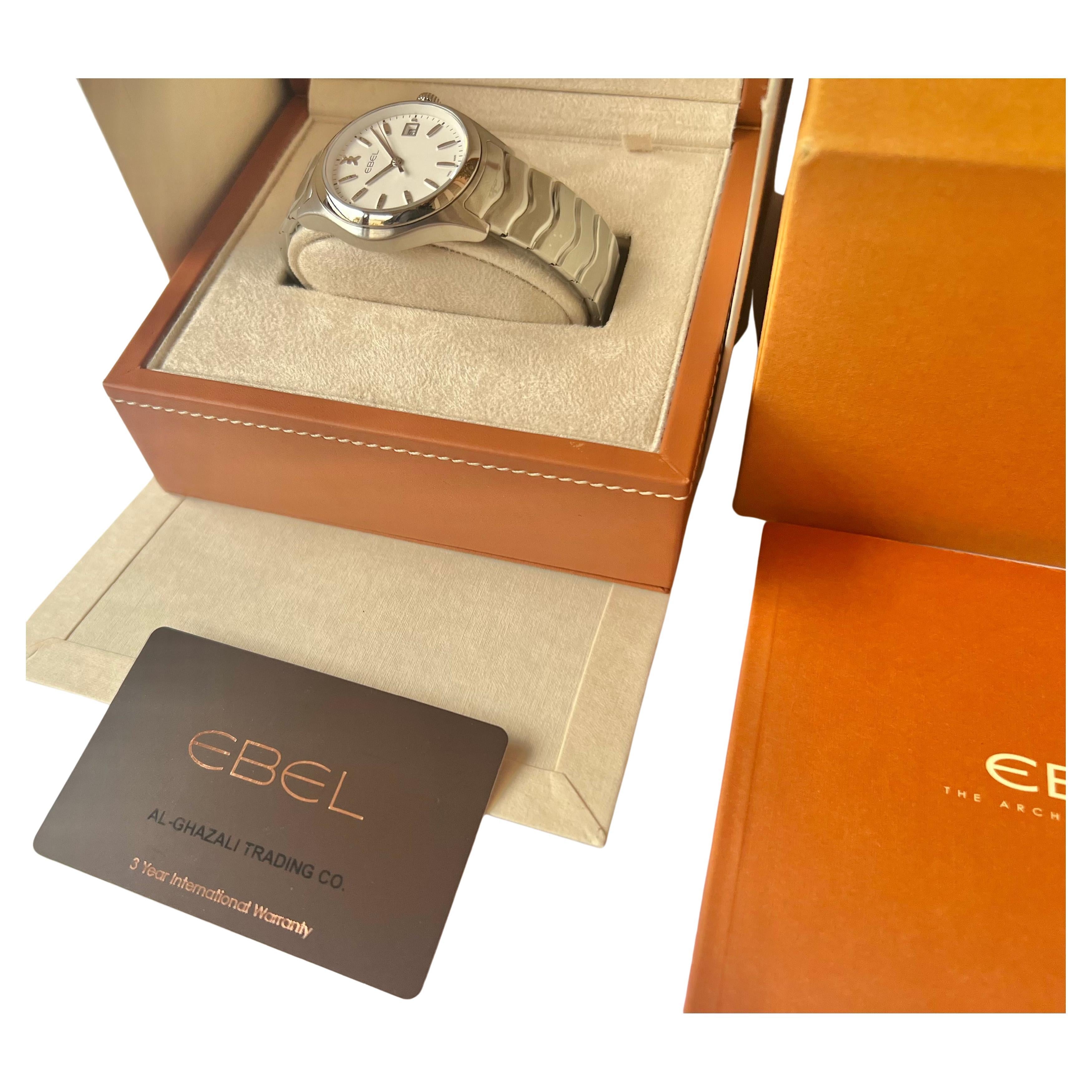 Ebel Wave Classic Wave Stainless Steel Dial Men`s Watch Full Set 42mm For Sale