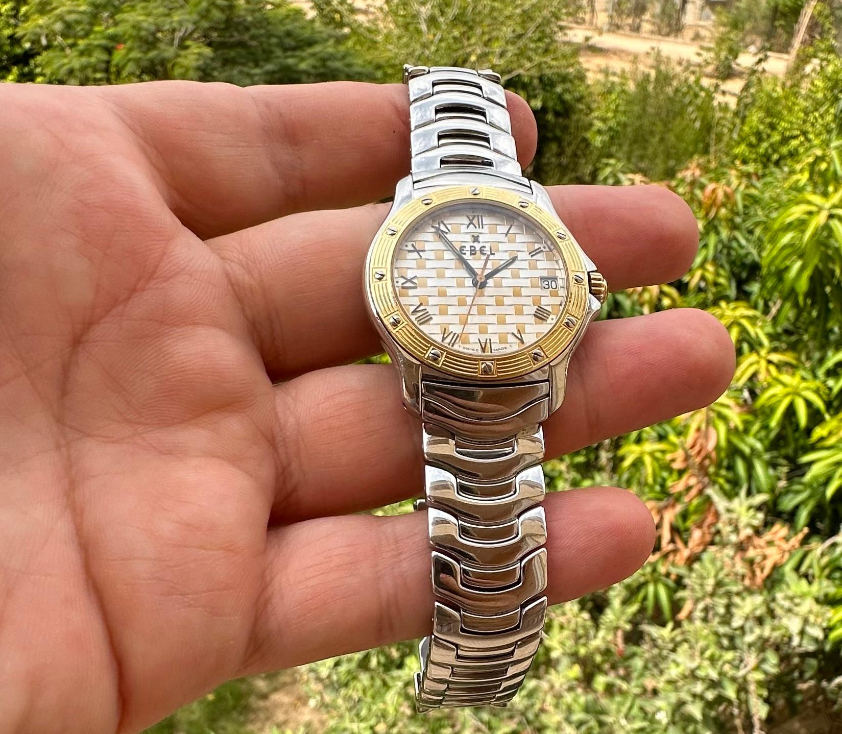 Ebel Wave Kleid Wave Herren Ref. E6187932 Uhr aus massivem 18k Gold mit Saphir-Lünette und Saphir 7