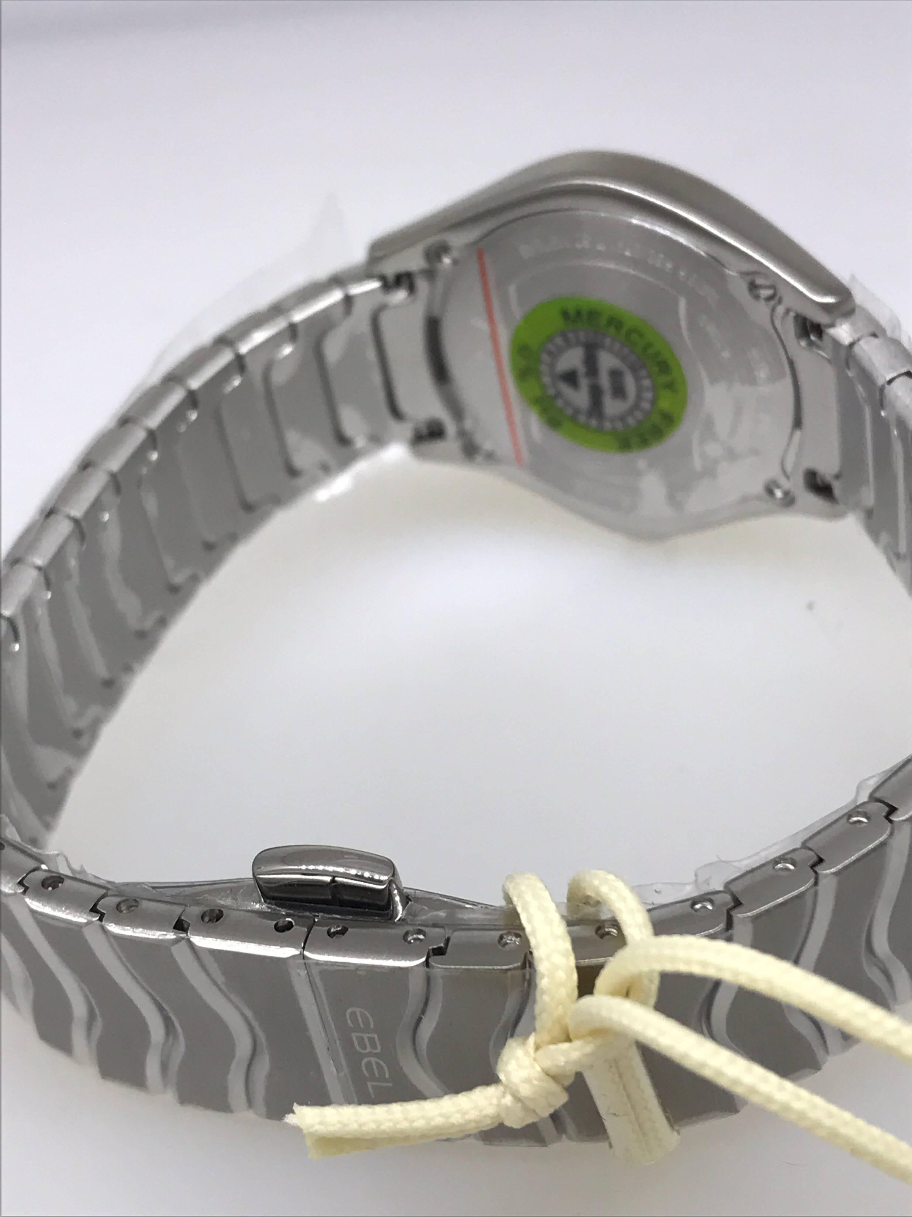 Ebel Wave Mother of Pearl Diamond Dial and Bezel Steel Ladies Watch 1216270 For Sale 3