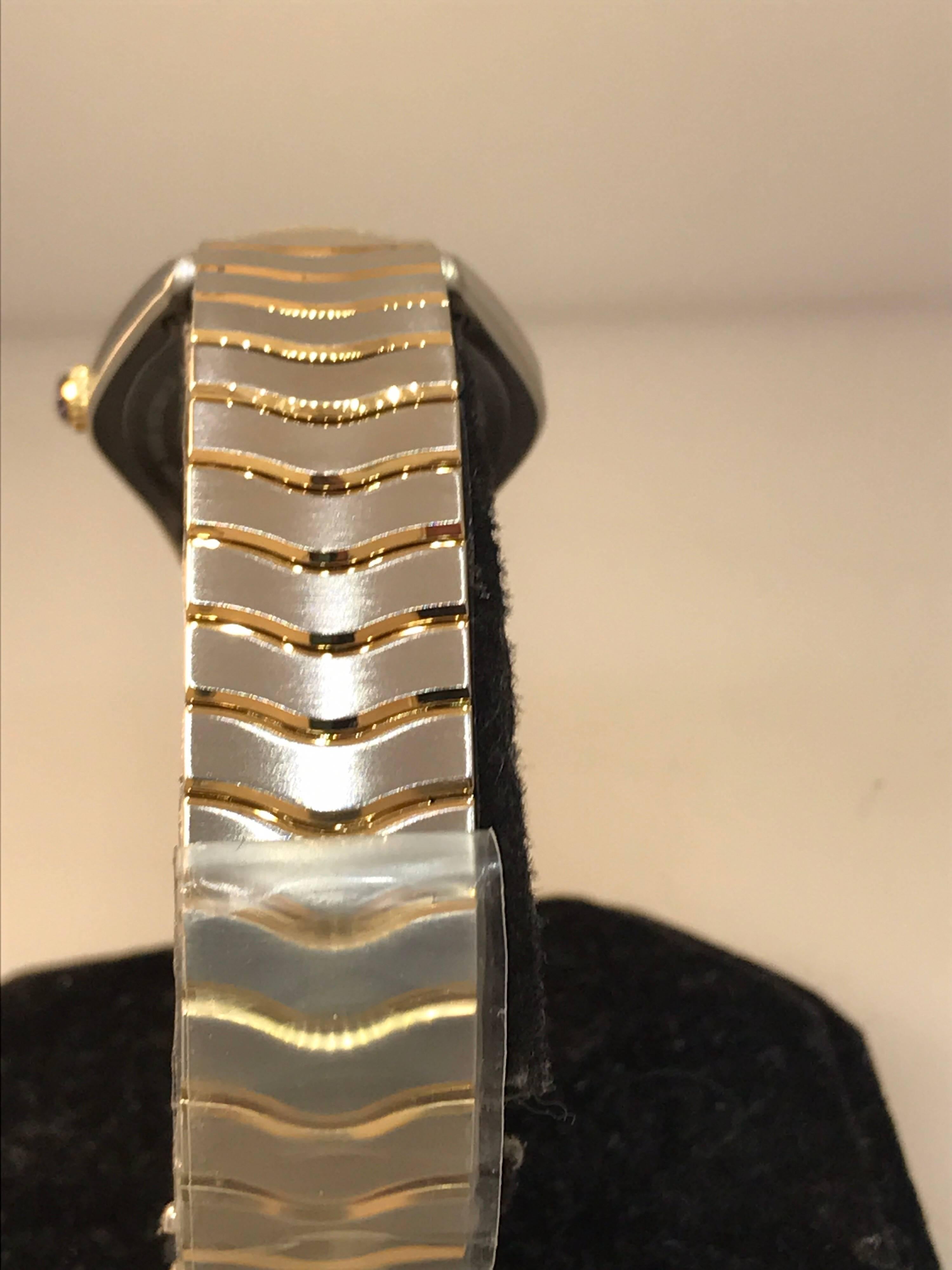 Women's Ebel Wave Pave Diamond Dial & Bezel Steel & Gold Ladies Bracelet Watch 1216285 For Sale