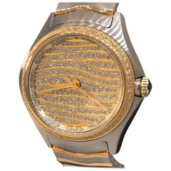 Ebel Wave Pave Diamond Dial & Bezel Steel & Gold Ladies Bracelet Watch 1216285