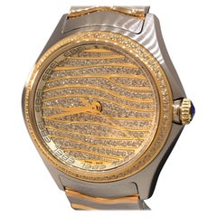 Ebel Wave Pave Diamond Dial & Bezel Steel & Gold Ladies Bracelet Watch 1216285