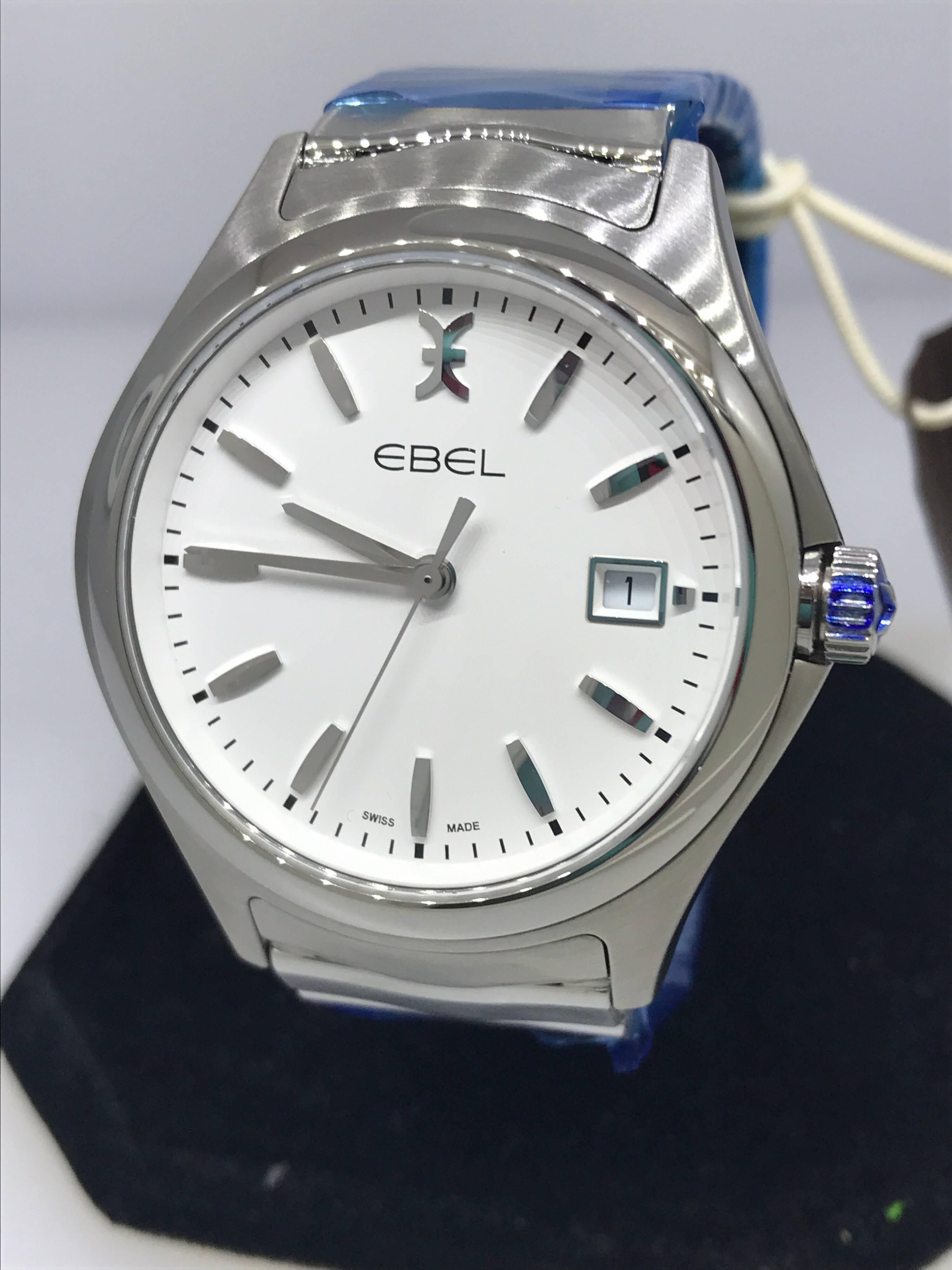 Ebel Wave Stainless Steel White Dial Men's Bracelet Watch 1216201 For Sale 6