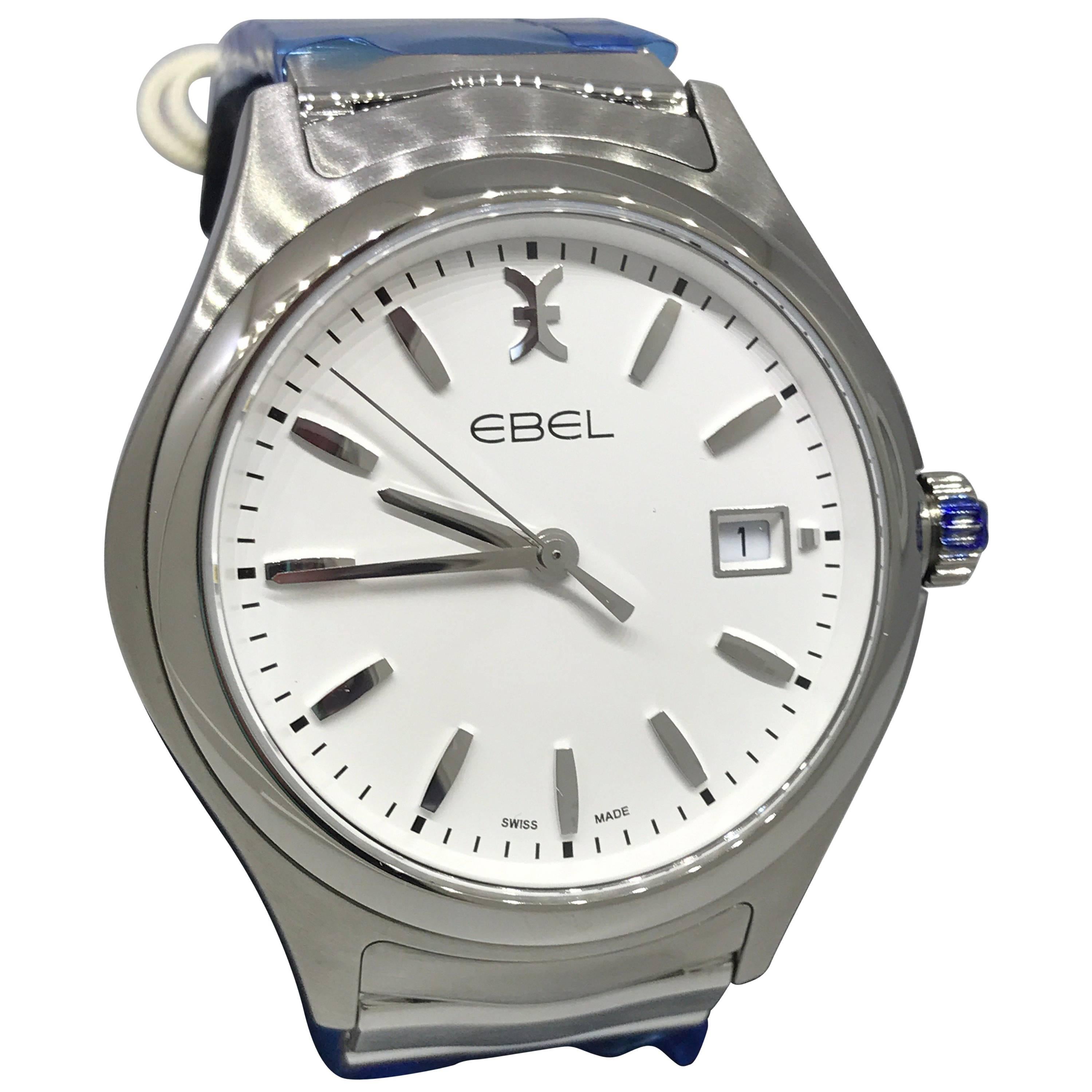 Ebel Wave Stainless Steel White Dial Men's Bracelet Watch 1216201 For Sale