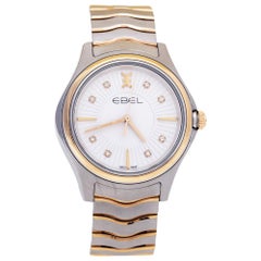 Ebel White 18K Rose Gold Stainless Steel Diamond Women's Wristwatch 35 mm  at 1stDibs