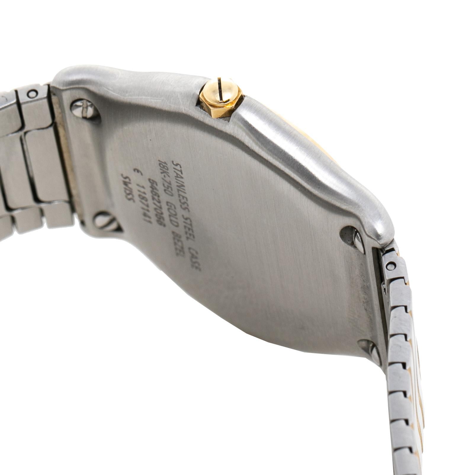 Contemporary Ebel White 18k Yellow Gold and Two -Tone Classic Wave Men's Wristwatch 35 mm