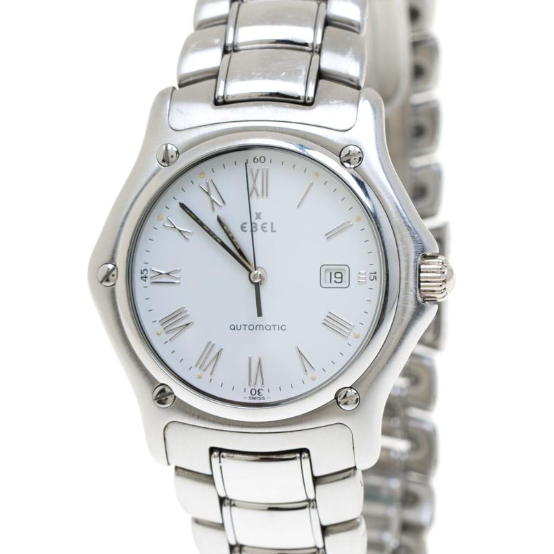 Ebel White Stainless Steel 1911 993902 Men's Wristwatch 34 mm 1