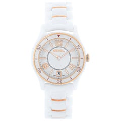 Ebel X-1 Silver Dial White Ceramic Ladies Watch 1216113