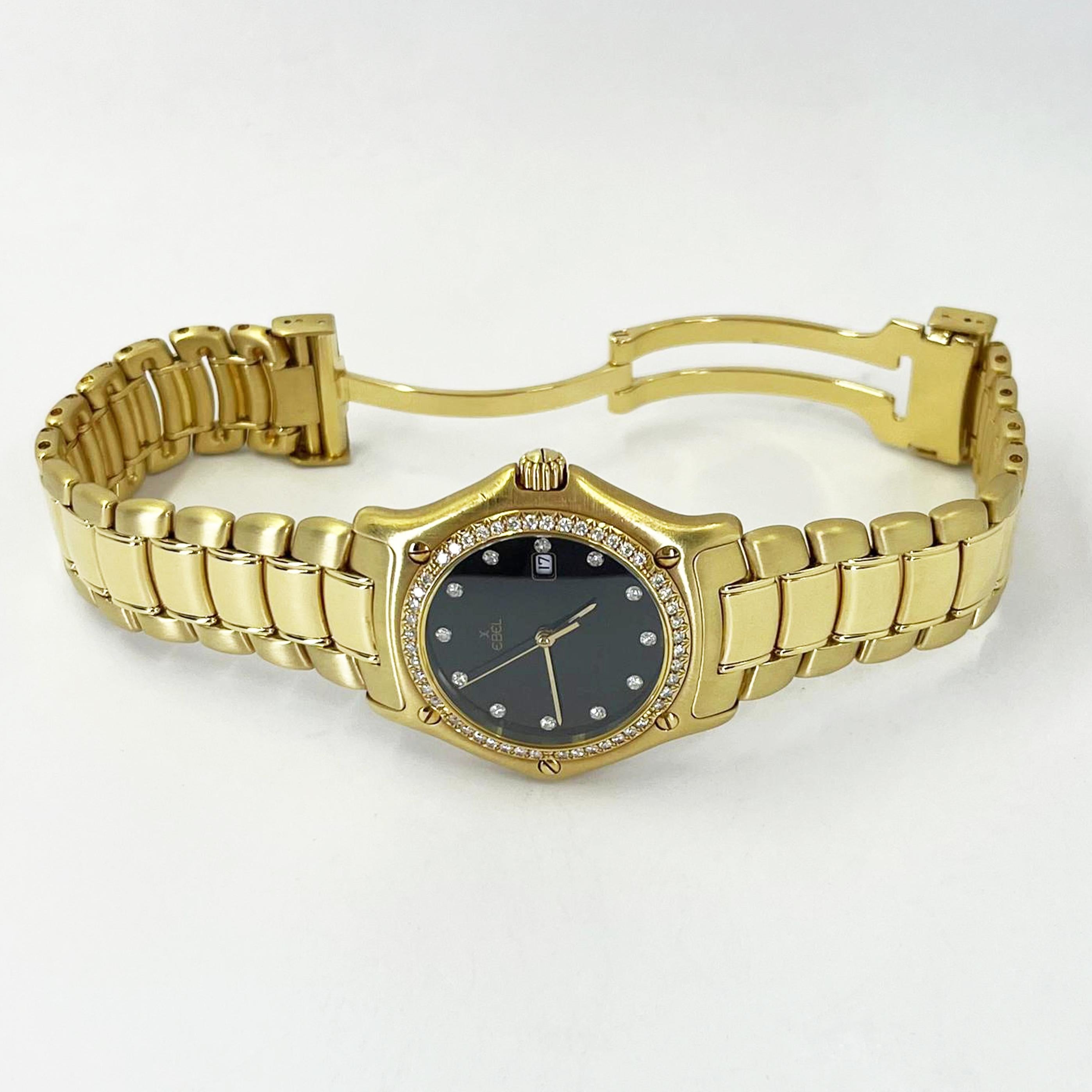 Round Cut Ebel Yellow Gold 1911 Quartz Watch For Sale