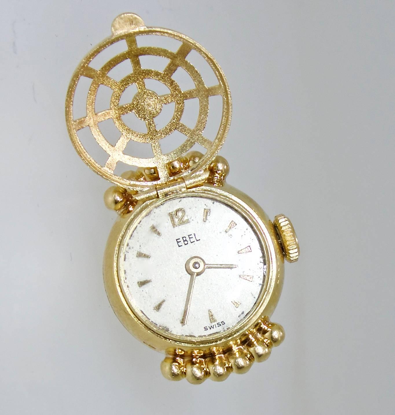Ebel yellow Gold Retro Ring Watch, circa 1948 In Excellent Condition In Aspen, CO