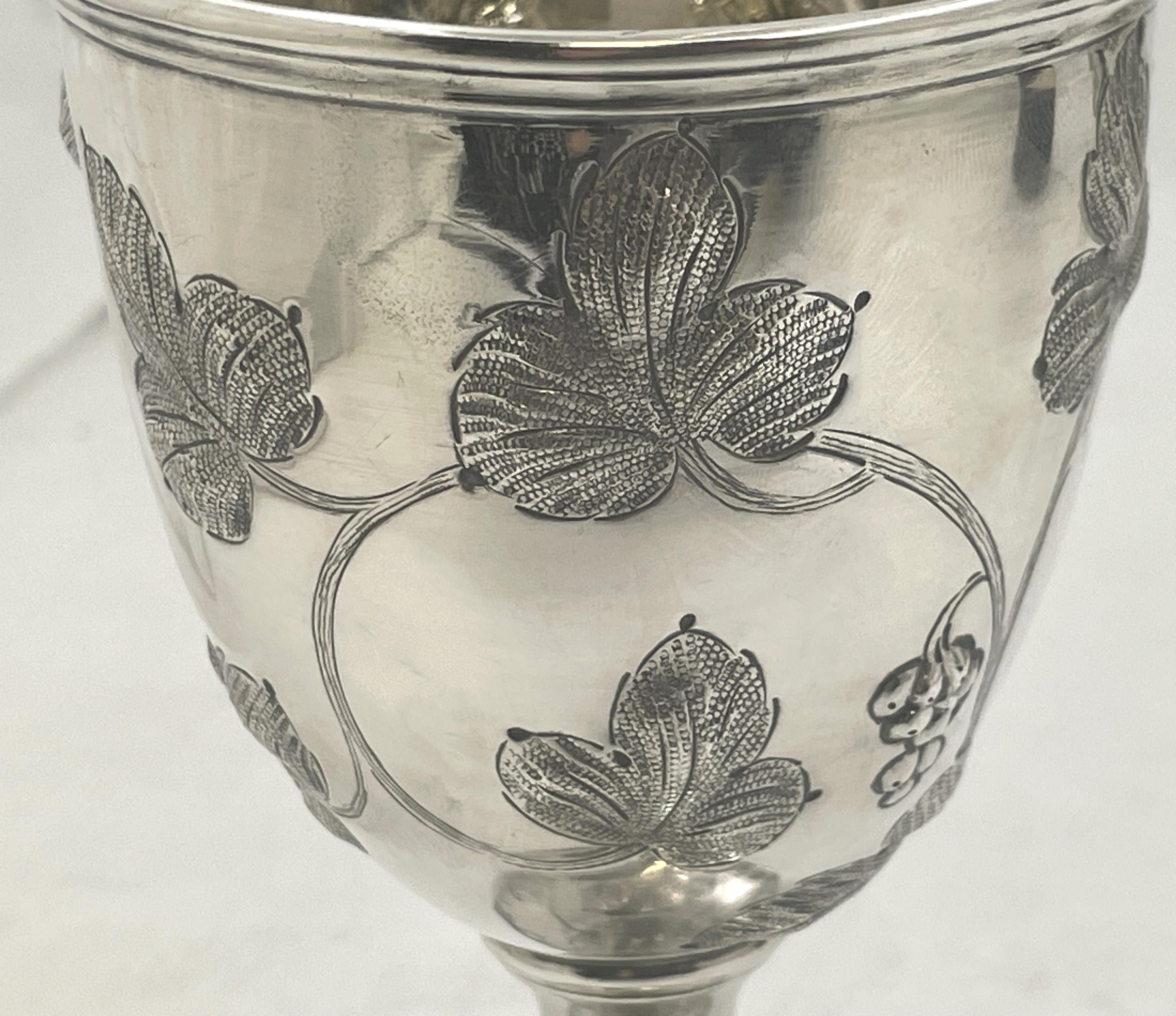 American Eben Cutler Coin Silver Goblet/ Kiddush Cup from 19th Century For Sale