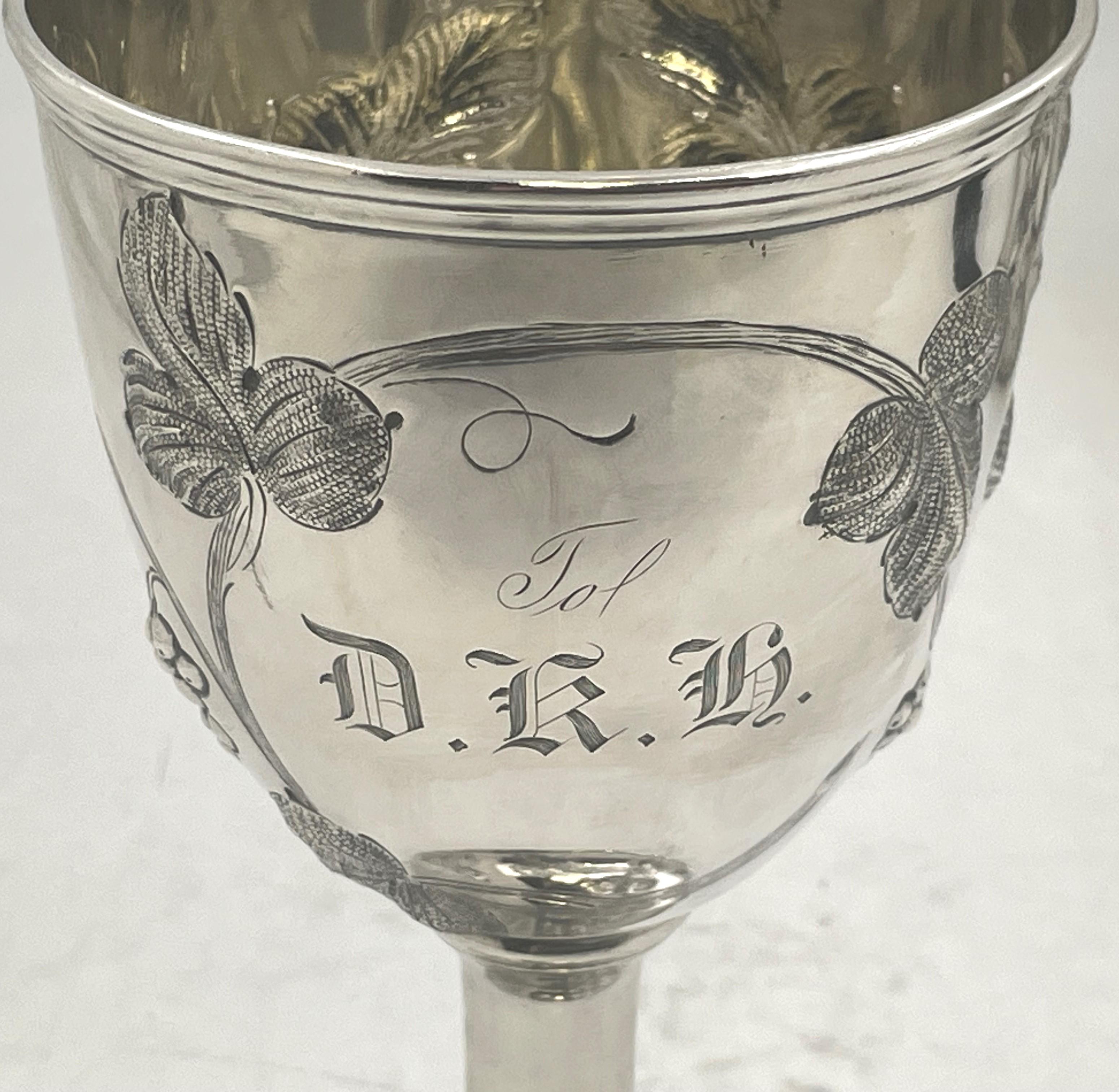 Eben Cutler Coin Silver Goblet/ Kiddush Cup from 19th Century For Sale 2