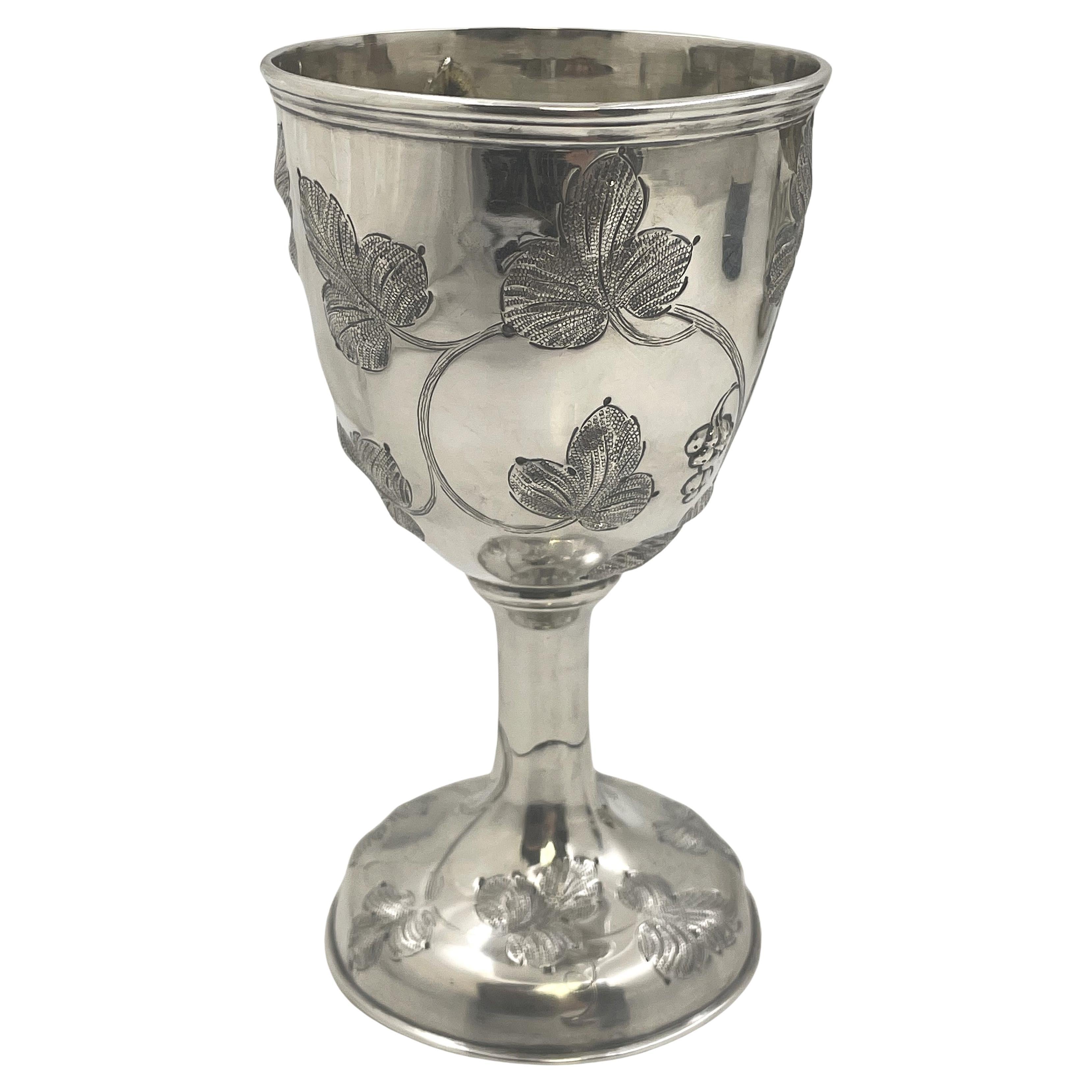 Eben Cutler Coin Silver Goblet/ Kiddush Cup from 19th Century