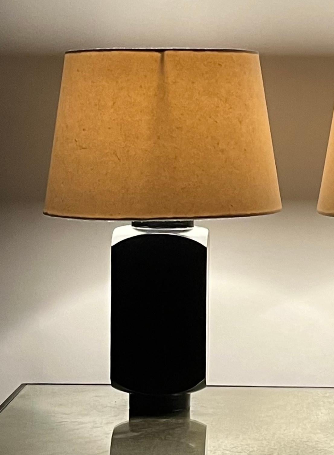 Art Deco 'Ébène' Table Lamp with Parchment Shade by Design Frères For Sale