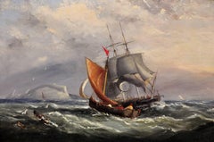 Landing the Pilot, off the Needles, Isle of Wight. Original Marine Oil Painting