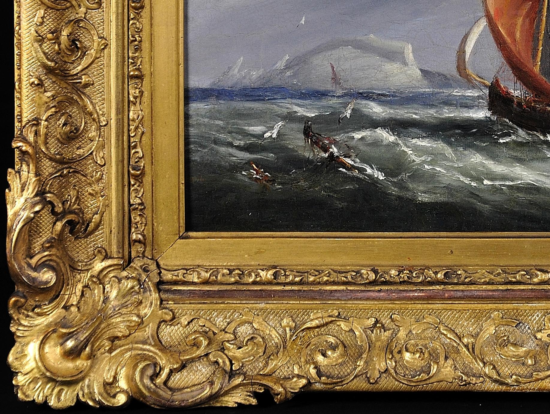 Landing the Pilot, off the Needles, Isle of Wight. Original Marine Oil Painting 14