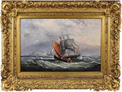 Landing the Pilot, off the Needles, Isle of Wight. Original Marine Oil Painting