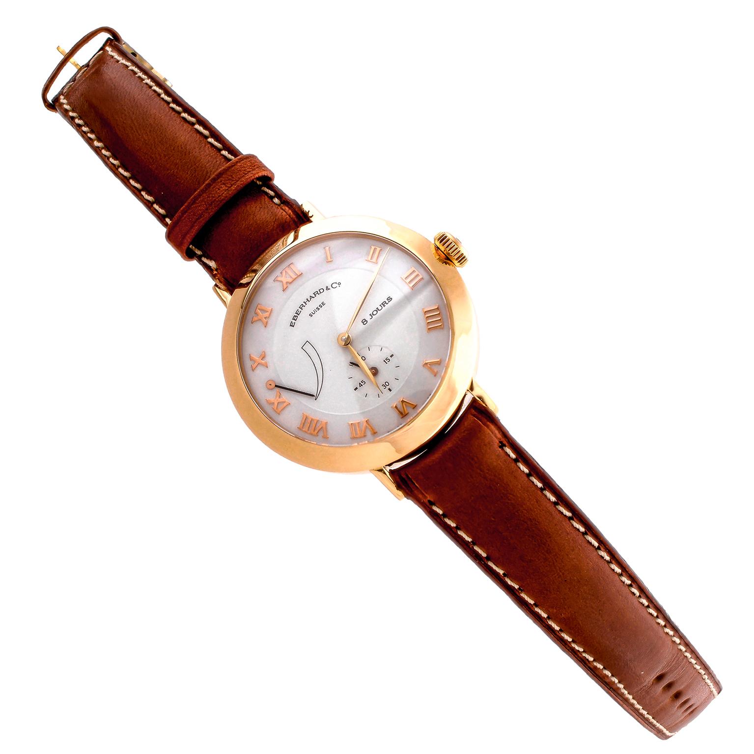 Eberhard & Co. 18K Yellow Gold Postillon Mechanical Wristwatch For Sale