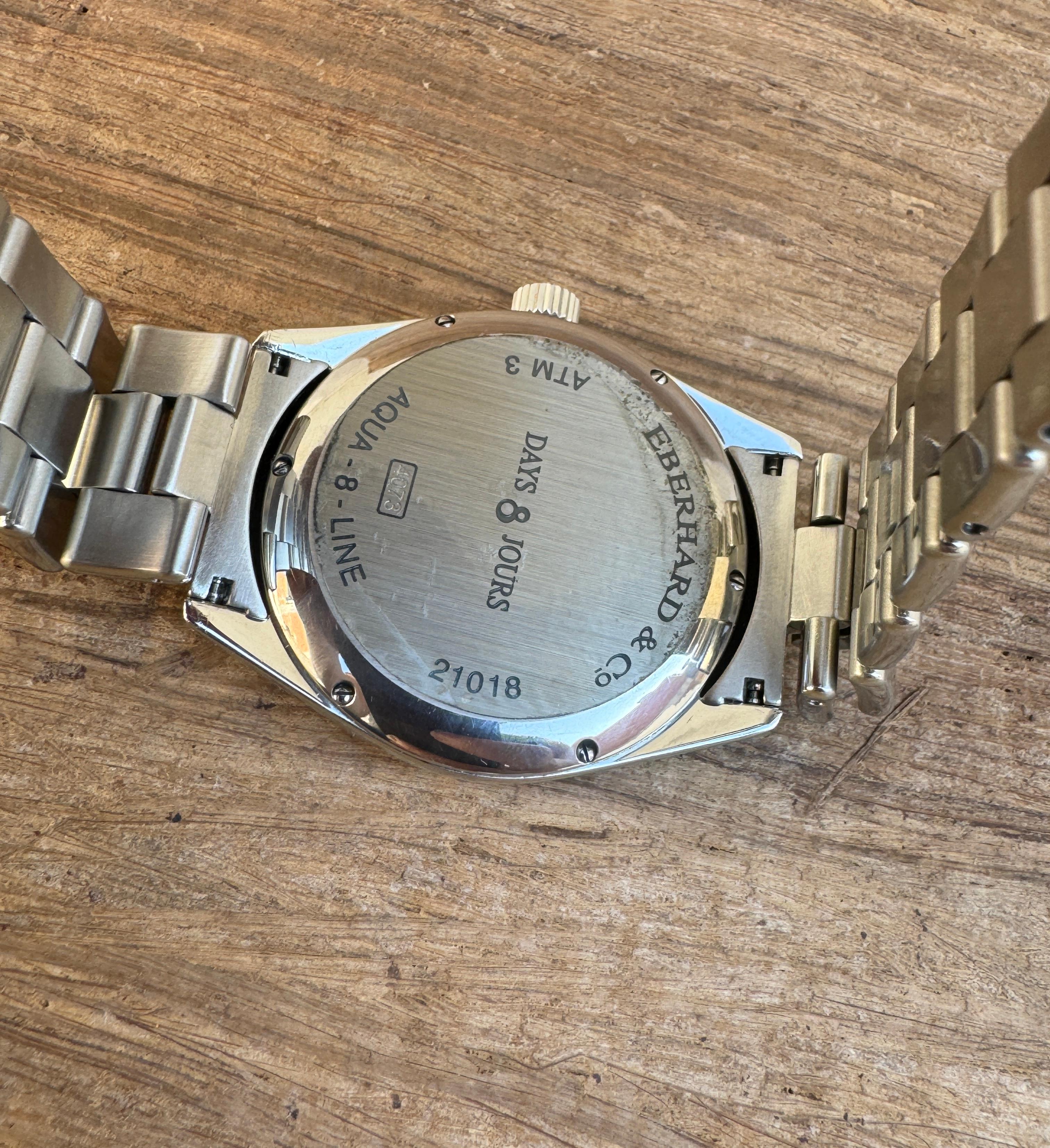 Eberhard & Co. 8 Jours days Aqua line Stainless steel Men's Watch en vente 6