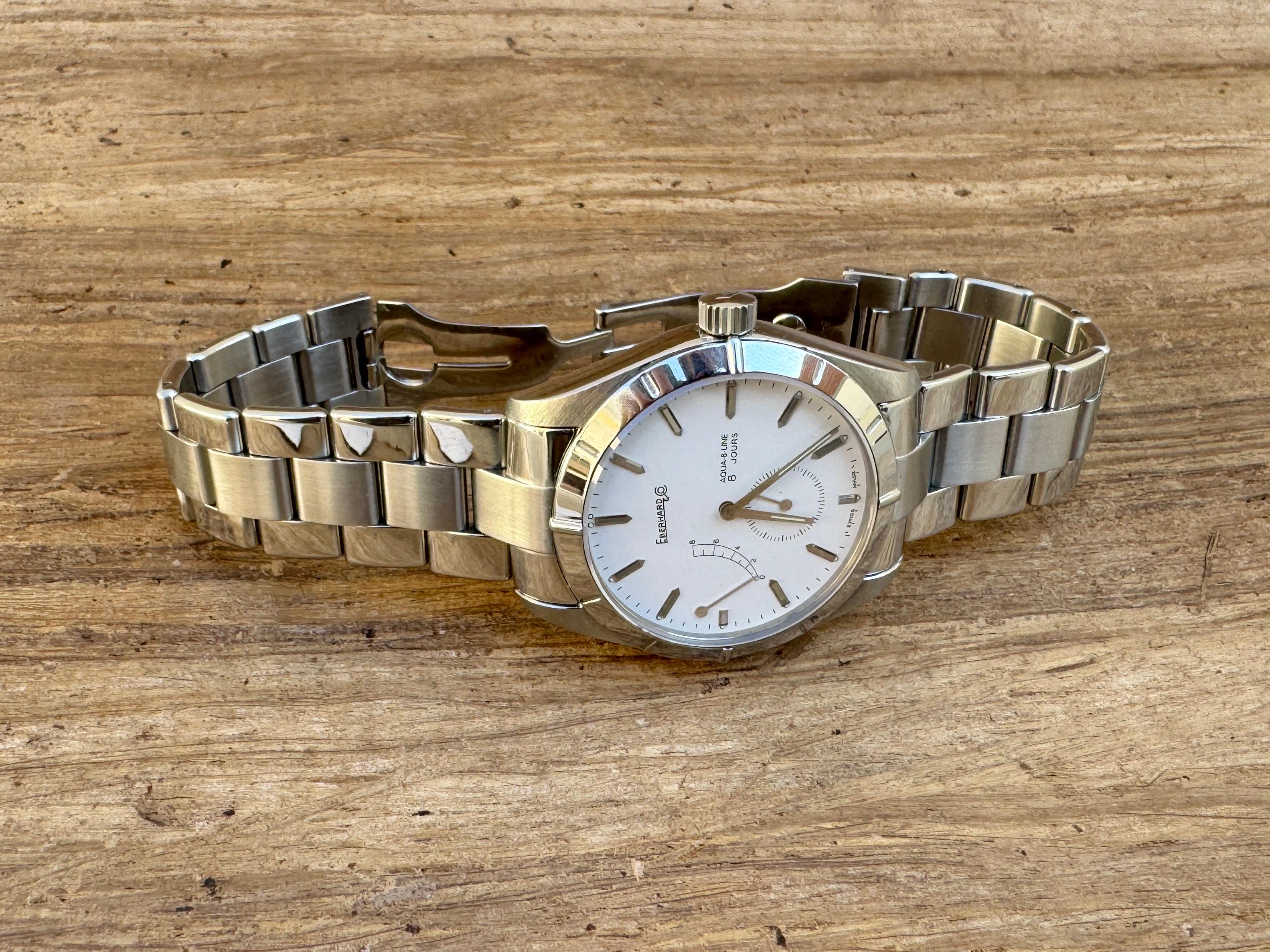 Eberhard & Co. 8 Jours days Aqua line Stainless steel Men's Watch en vente 8