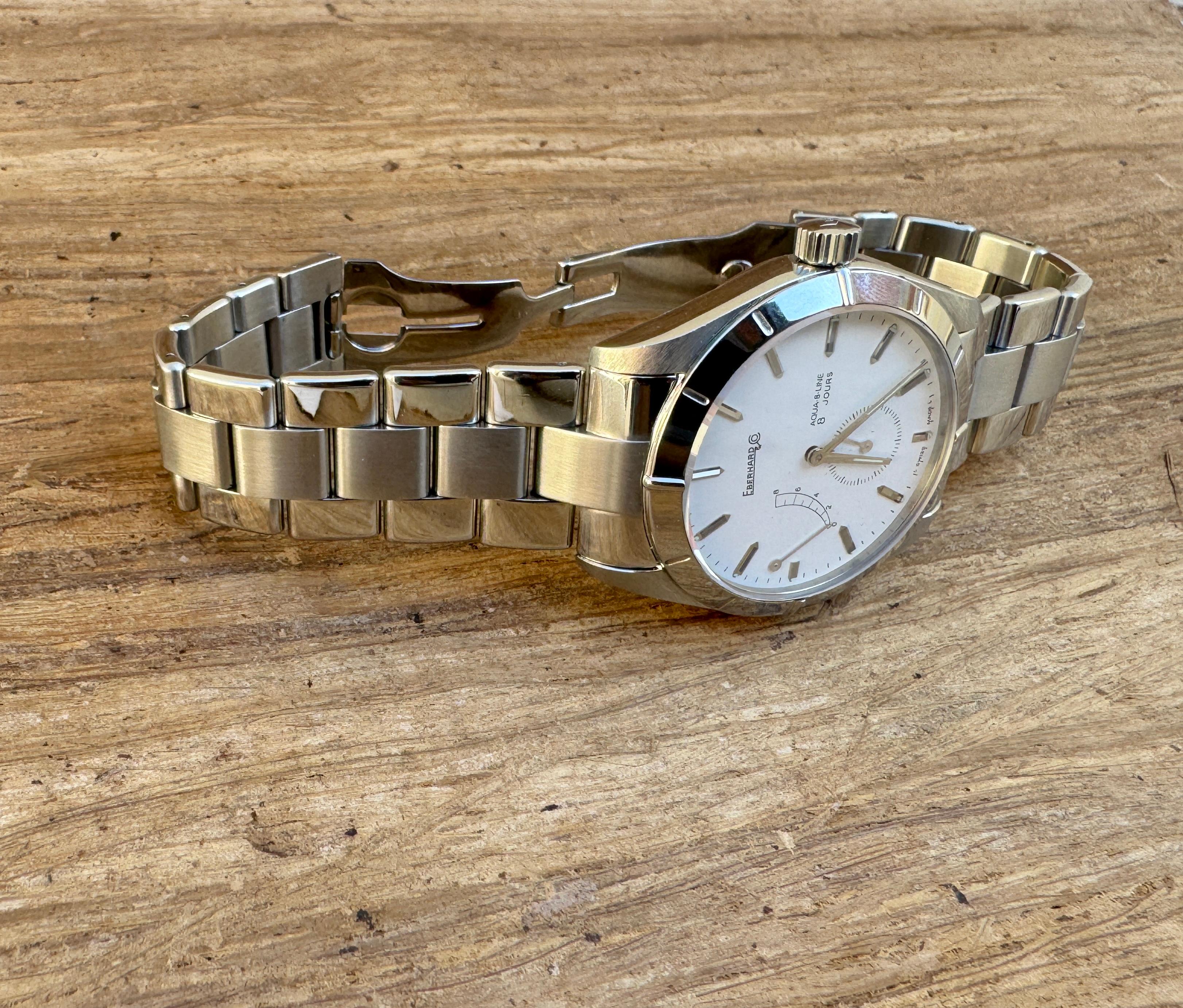 Eberhard & Co. 8 Jours days Aqua line Stainless steel Men's Watch en vente 9