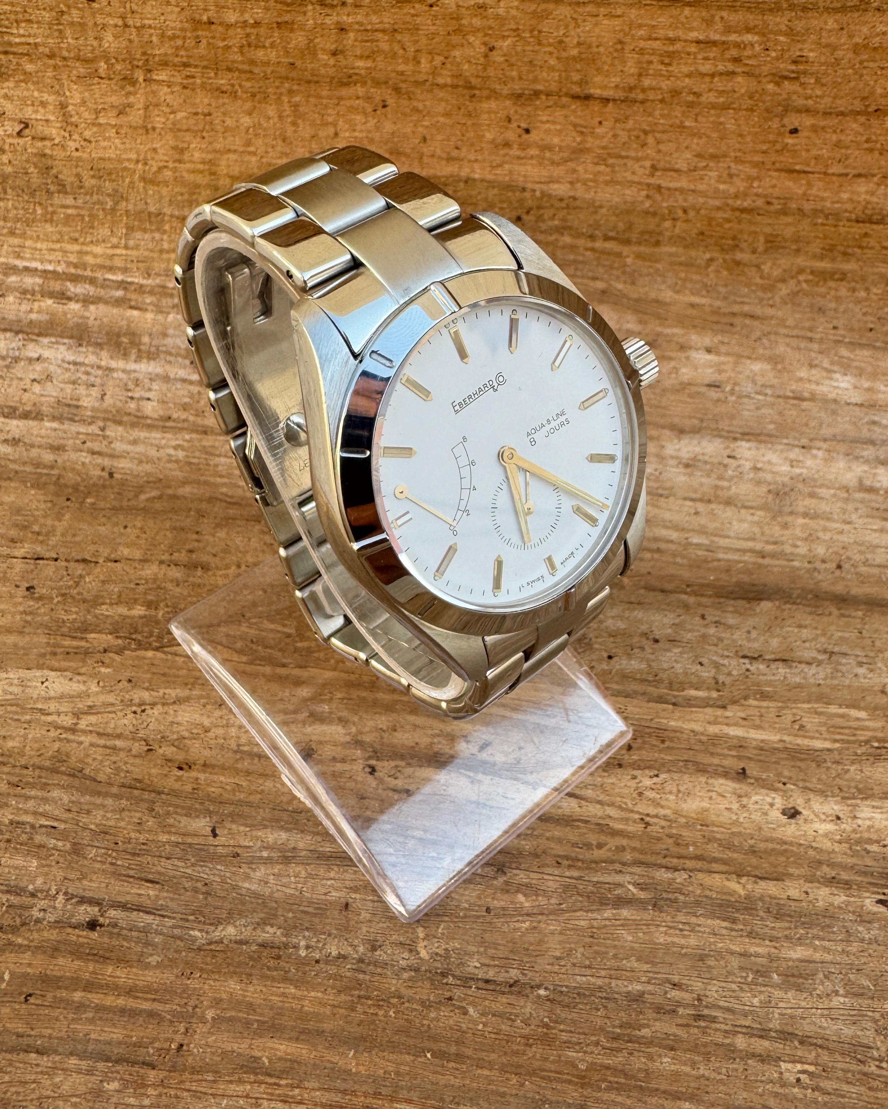 Eberhard & Co. 8 Jours days Aqua line Stainless steel Men's Watch en vente 11