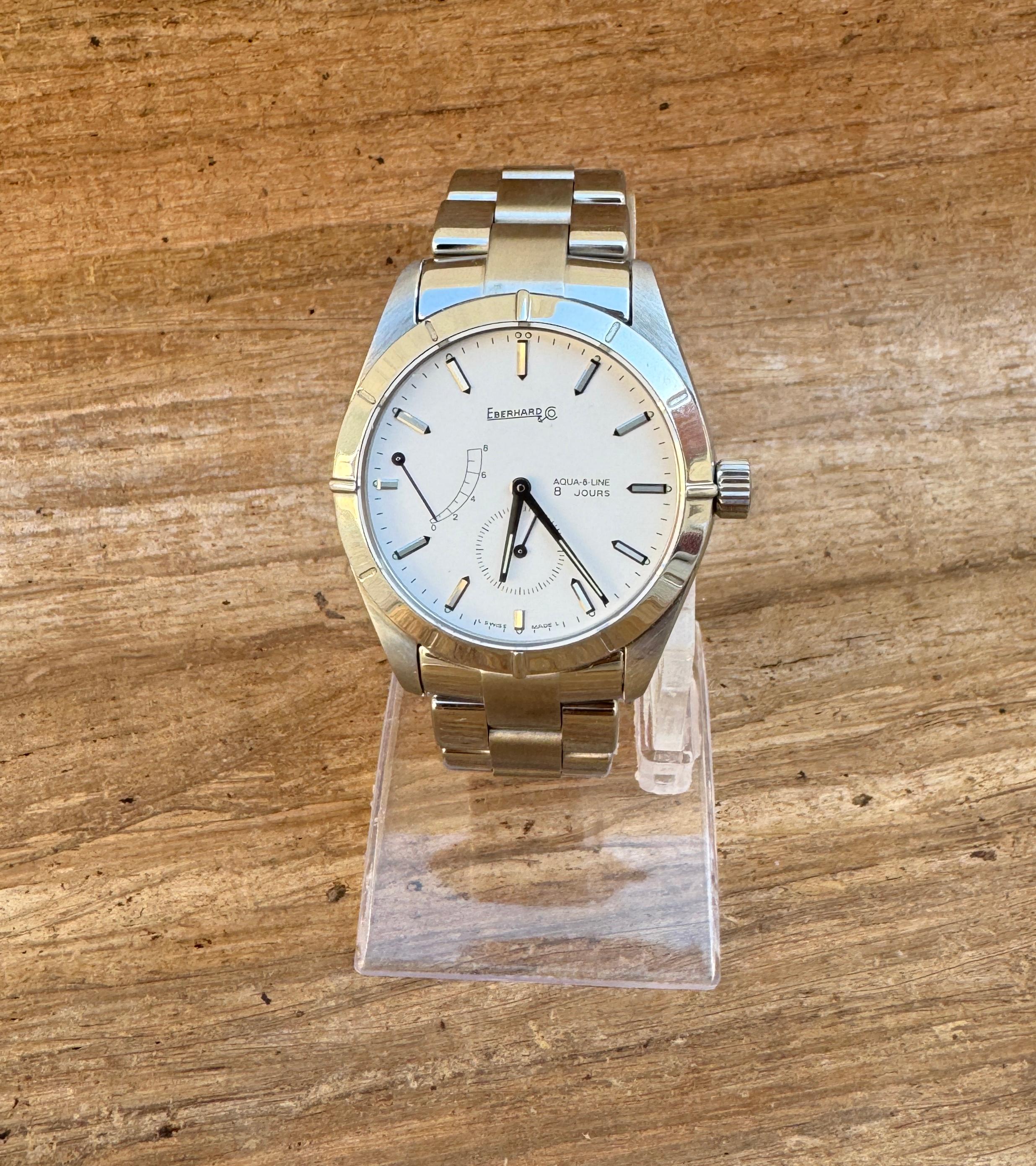 Eberhard & Co. 8 Jours days Aqua line Stainless steel Men's Watch en vente 12