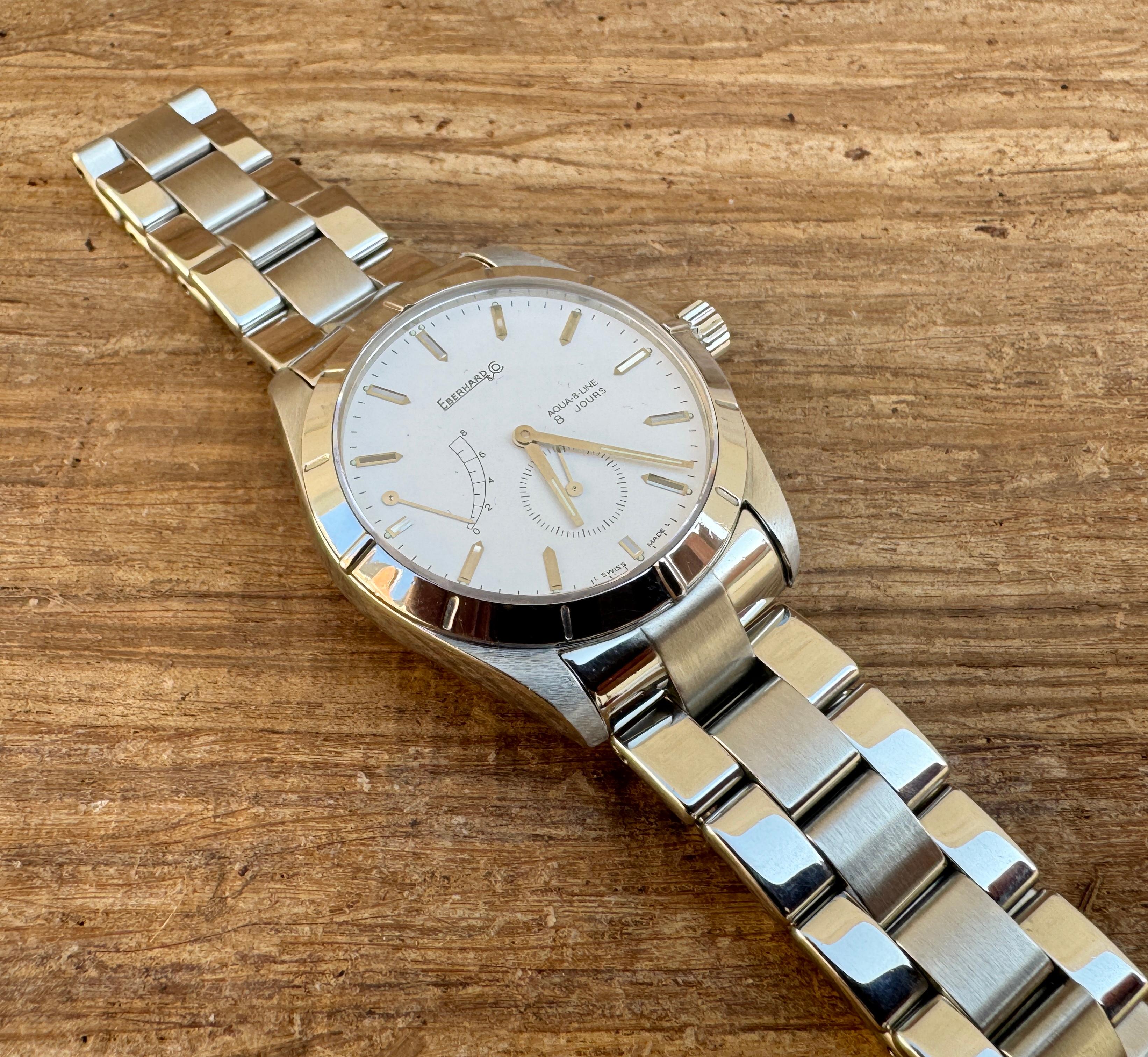 Eberhard & Co. 8 Jours days Aqua line Stainless steel Men's Watch Pour hommes en vente