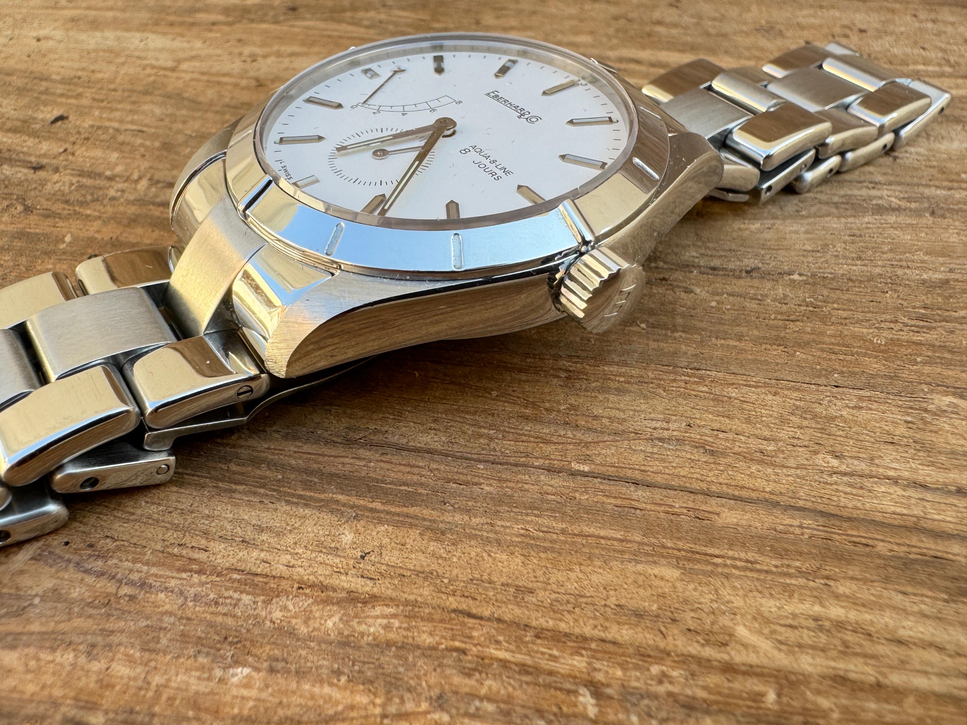Eberhard & Co. 8 Jours days Aqua line Stainless steel Men's Watch en vente 2
