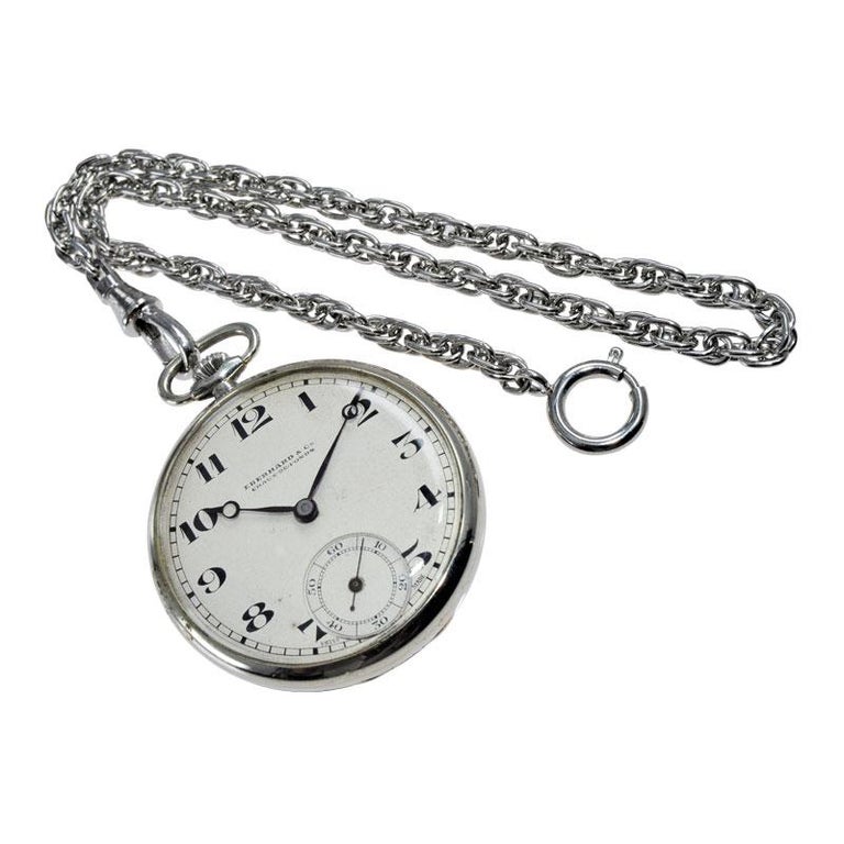 Eberhard and Co. Nickel Silver Open Faced Manual Pocket Watch, circa 1930 For Sale at 1stDibs