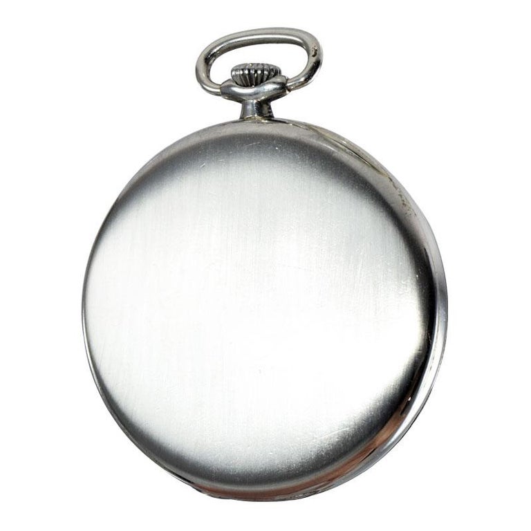 Eberhard and Co. Nickel Silver Open Faced Manual Pocket Watch, circa 1930 For Sale at 1stDibs