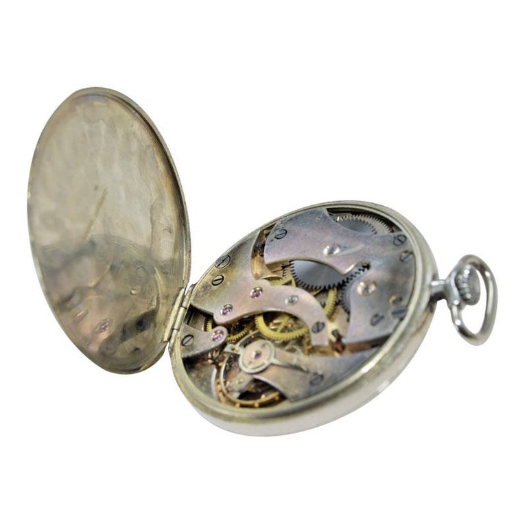 Eberhard and Co. Nickel Silver Open Faced Manual Pocket Watch, circa 1930 For Sale at 1stDibs