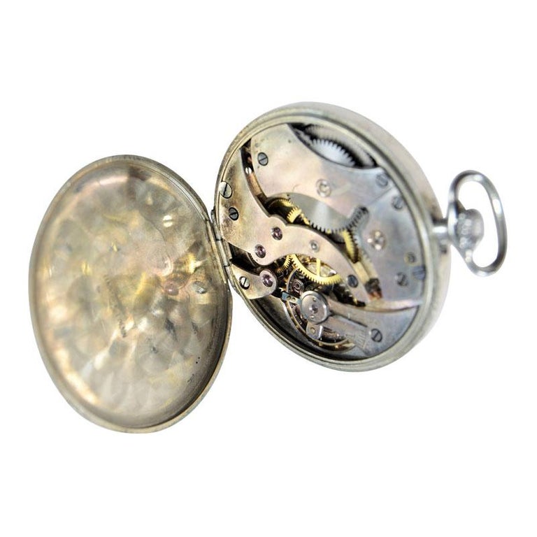 Eberhard and Co. Nickel Silver Open Faced Manual Pocket Watch, circa 1930 For Sale at 1stDibs