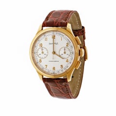 Eberhard & Co. Yellow Gold Old Flyer Chronograph Manual Wristwatch Ref 30056