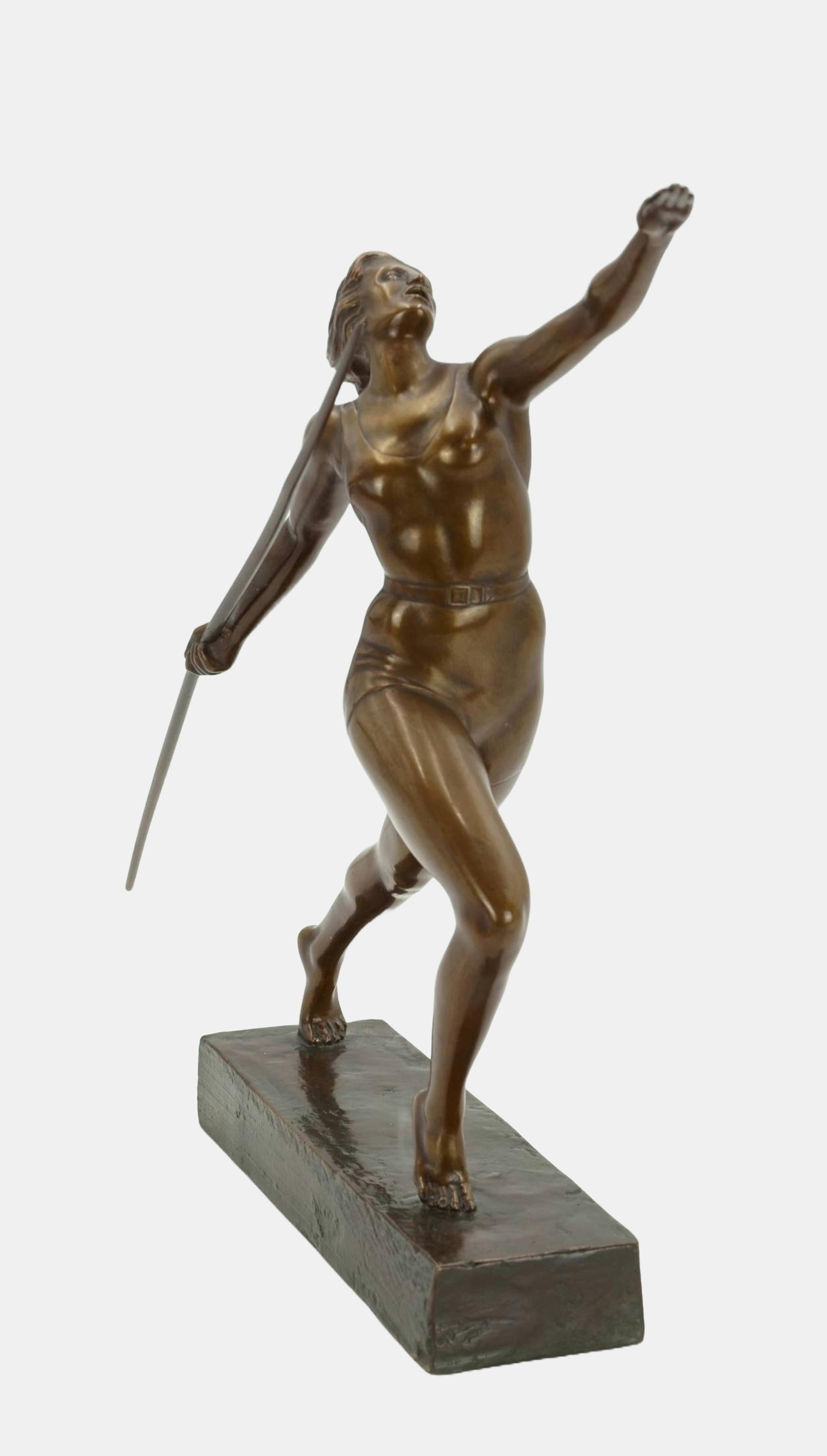 Lanzadora de jabalina femenina / - Belleza dinámica - - Sculpture Art Decó de Eberhard Encke