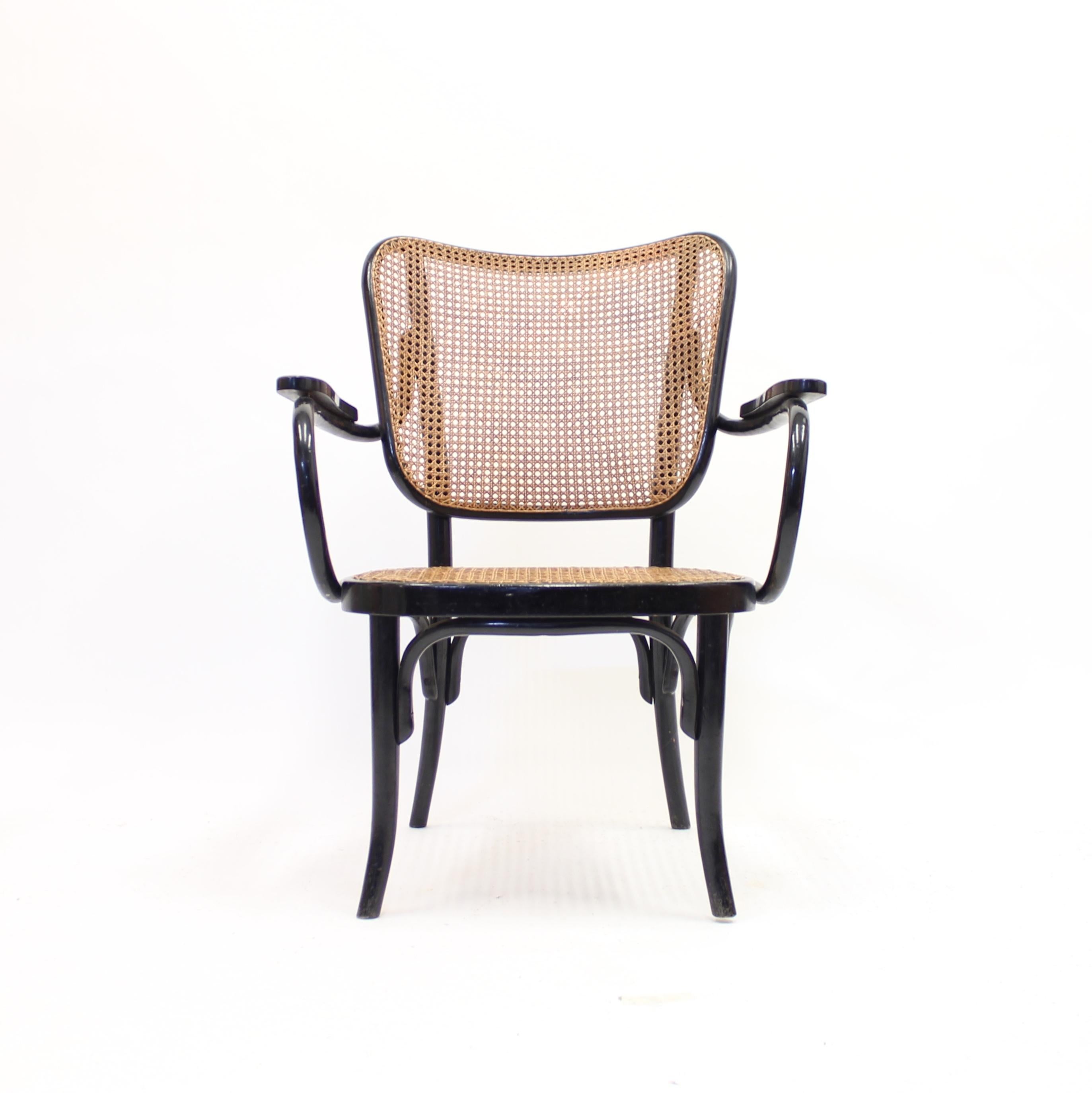 Rattan Eberhard Krauss, Rare Armchair Model A 821 F for Thonet, 1930 For Sale