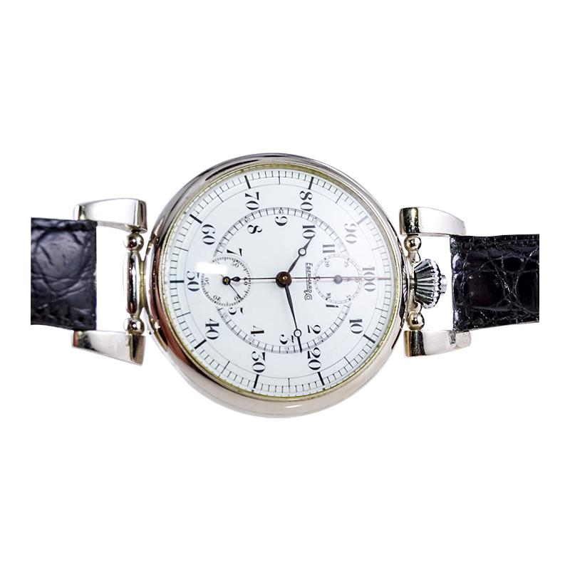 Eberhard Montre chronographe surdimensionnée avec cadran en émail cuite à la chaux sans défaut, années 1930 en vente 8