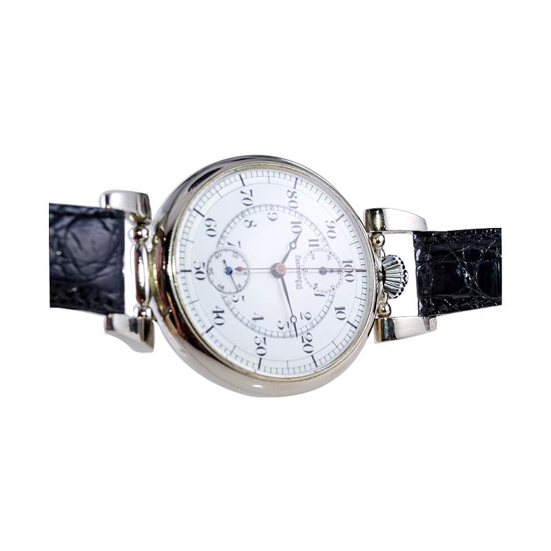 Eberhard Montre chronographe surdimensionnée avec cadran en émail cuite à la chaux sans défaut, années 1930 en vente 9