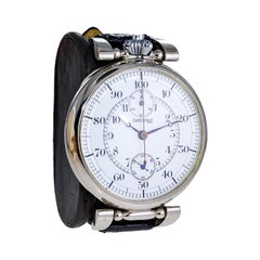 Eberhard Übergroßer Chronograph mit makellosem, gebranntem Emaille-Zifferblatt 1930er Jahre