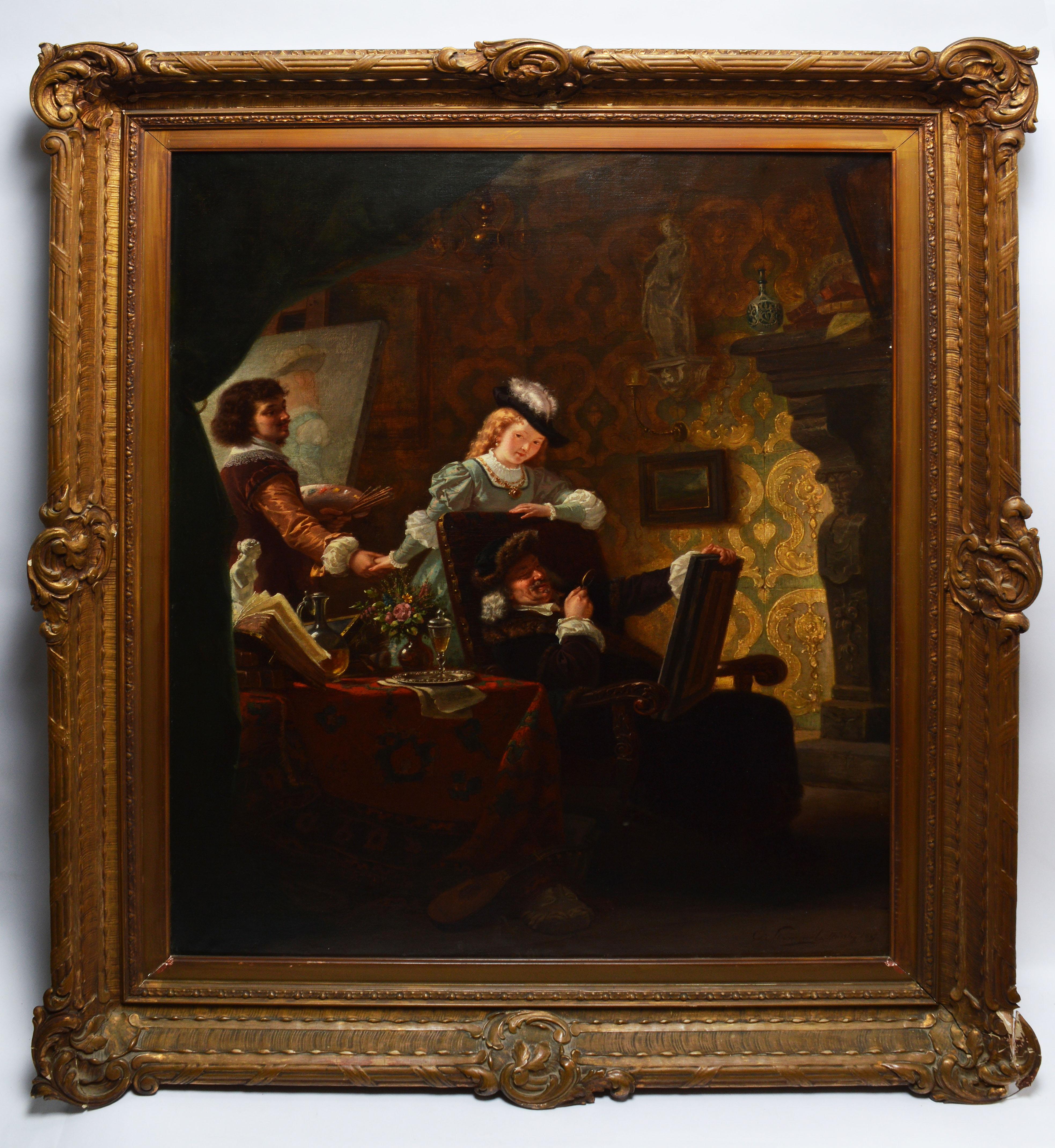 Vue d'intérieur d'un atelier d'artiste allemand du 19ème siècle par Eberhard Stammel 1