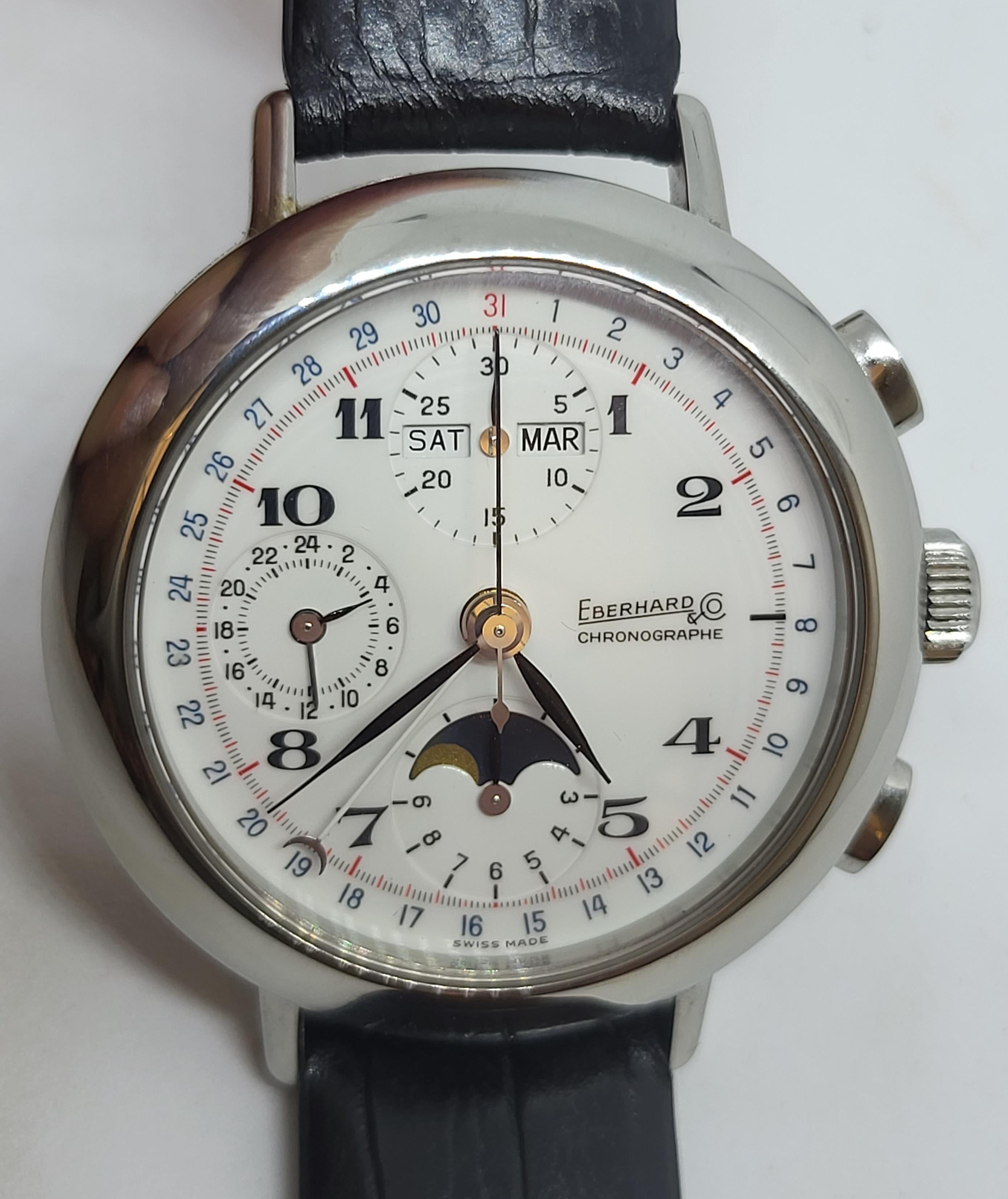 Eberhard Wrist Watch 31039, Automatic Automatic Winding Triple Moon Chronograph 6