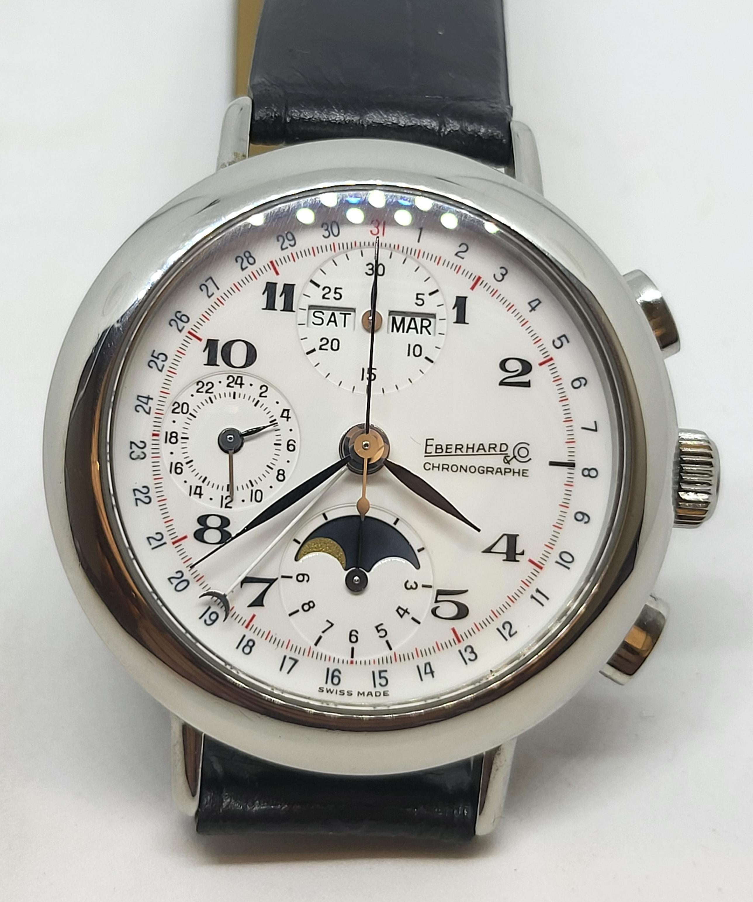 Eberhard Wrist Watch 31039, Automatic Automatic Winding Triple Moon Chronograph 9