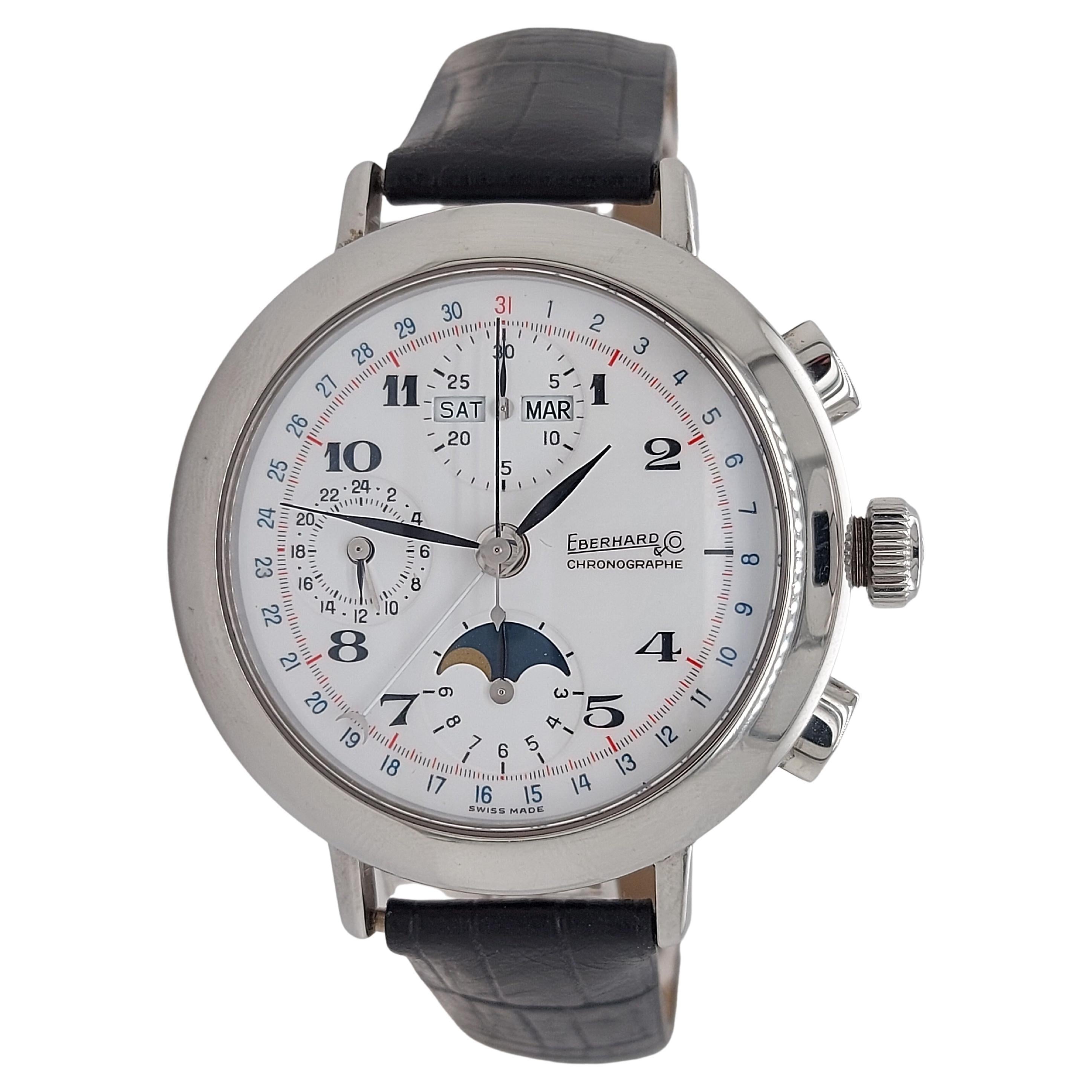 Eberhard Wrist Watch 31039, Automatic Automatic Winding Triple Moon Chronograph
