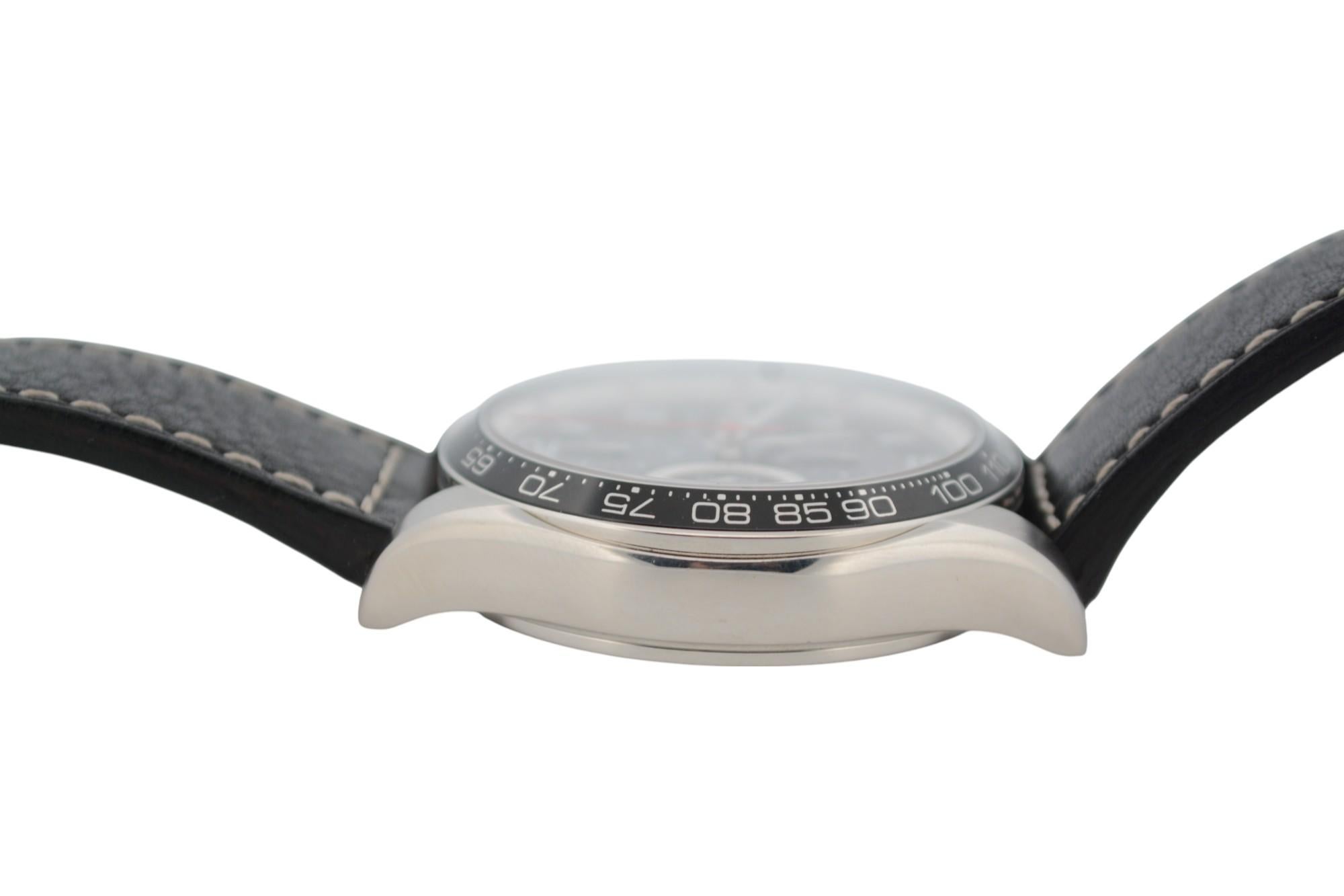 Eberhard&Co Champion V Chrono Gran Data 43mm Schwarzes Zifferblatt Lederarmband Ref: 31064 im Angebot 7