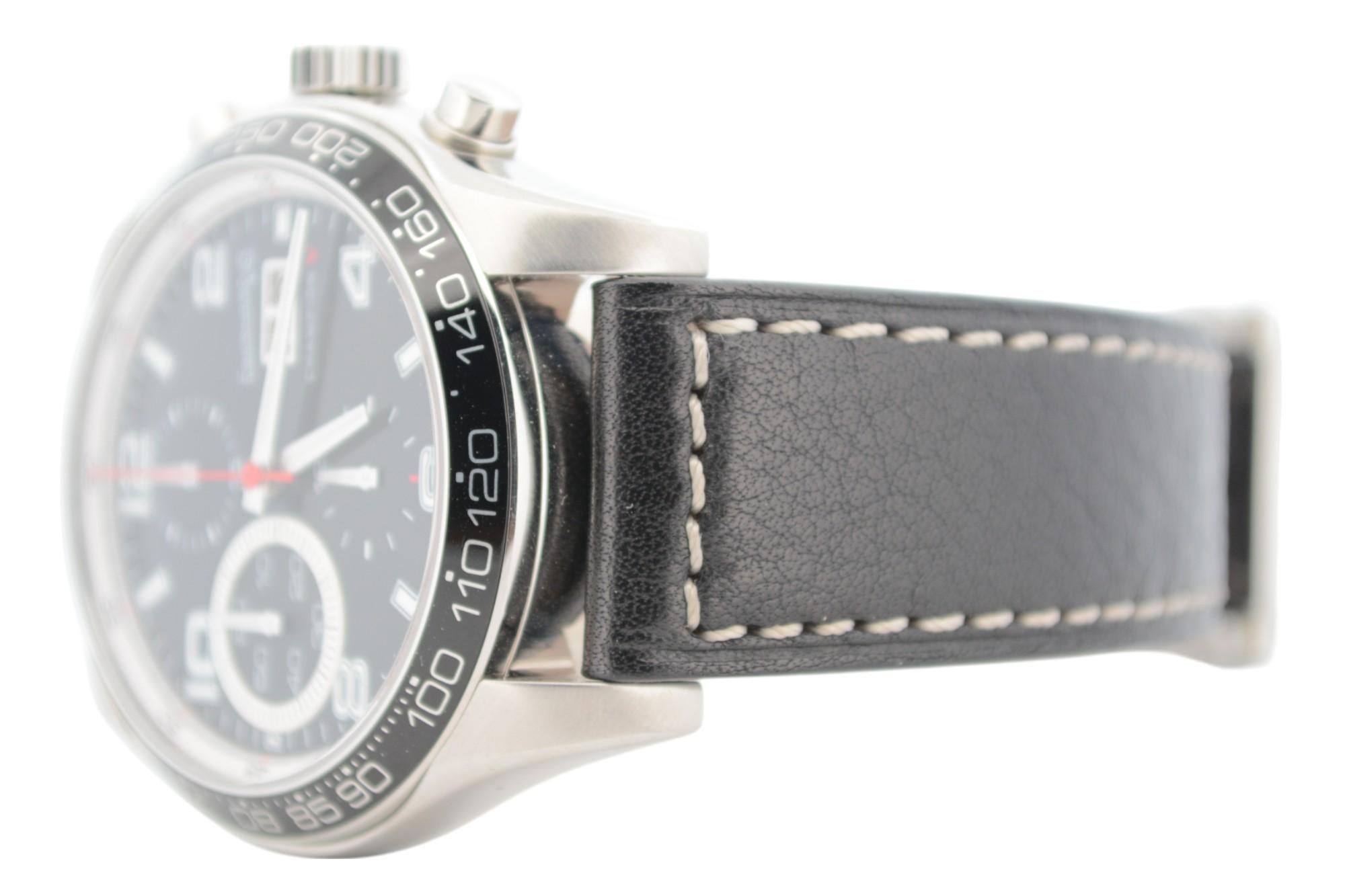 Eberhard&Co Champion V Chrono Gran Data 43mm Schwarzes Zifferblatt Lederarmband Ref: 31064 im Zustand „Hervorragend“ im Angebot in București, București