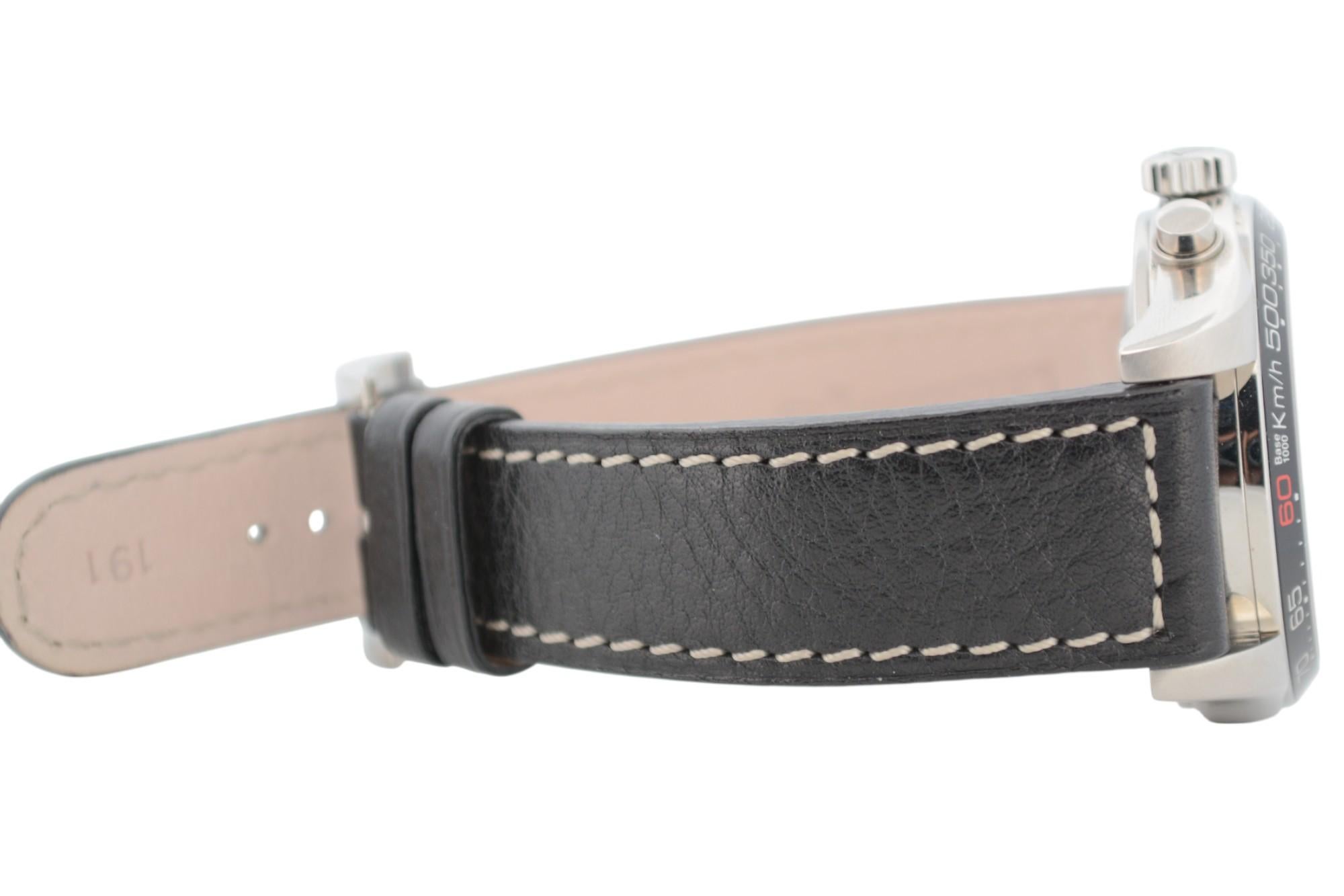 Eberhard&Co Champion V Chrono Gran Data 43mm Schwarzes Zifferblatt Lederarmband Ref: 31064 im Angebot 2